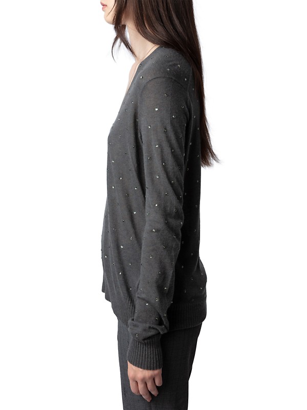 Shop Zadig & Voltaire Elya Embellished Cashmere Sweater Shop Zadig & Voltaire Elya Embellished Cashmere Sweater
