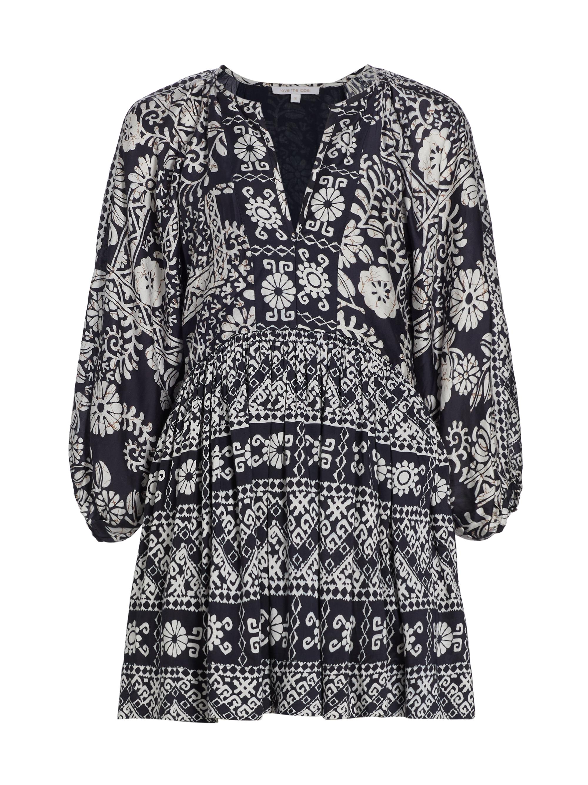 Love the Label Women's Zelda Pleated Babydoll Minidress - Amaya Print