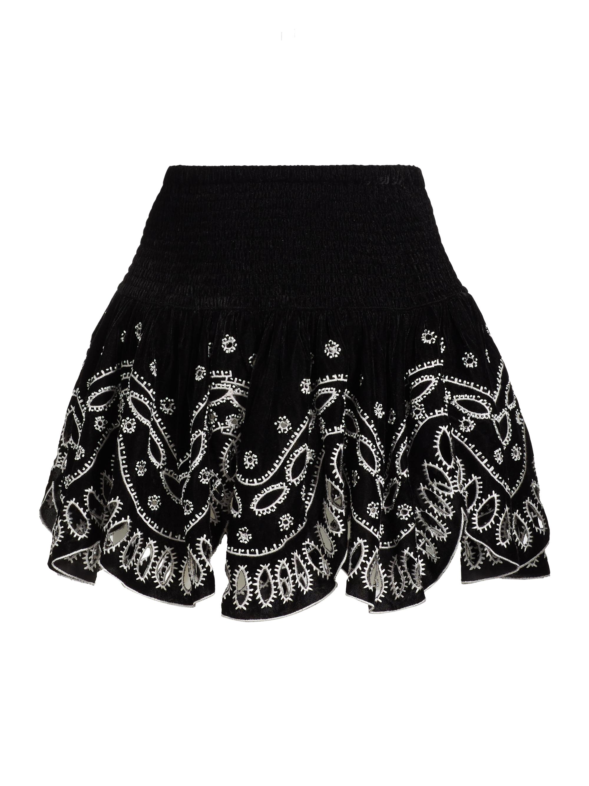 Love the Label Women's Clara Velvet Mini Skirt - Black Velvet Cut Work