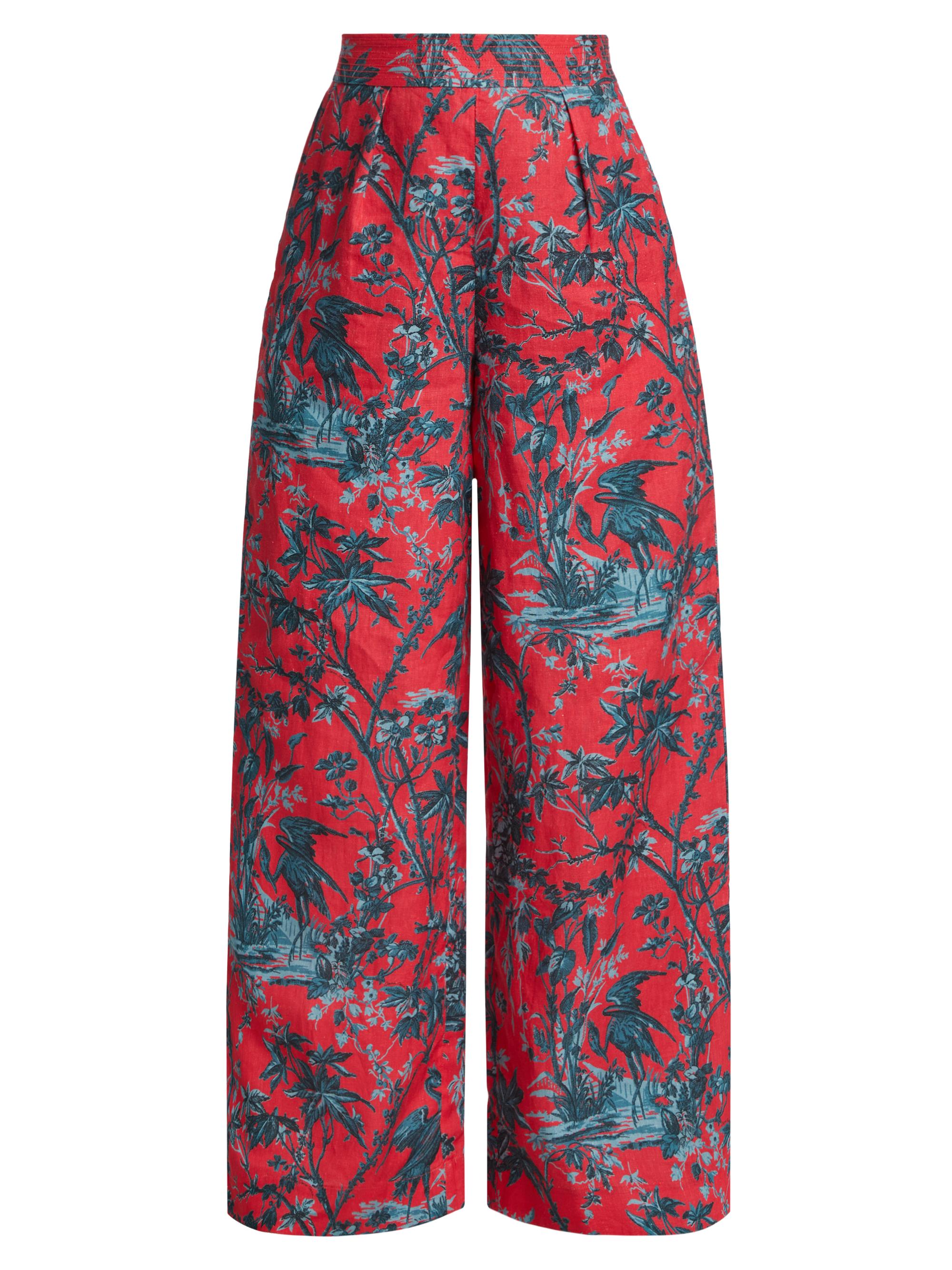 Cara Cara Women's Josephine Linen Wide-Leg Pants - Heron Watermelon