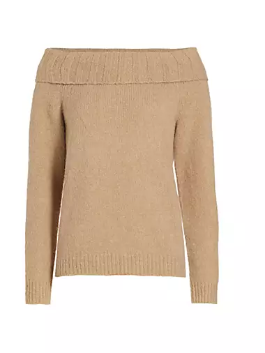 Andrea Wool-Cashmere Off-The-Shoulder Sweater