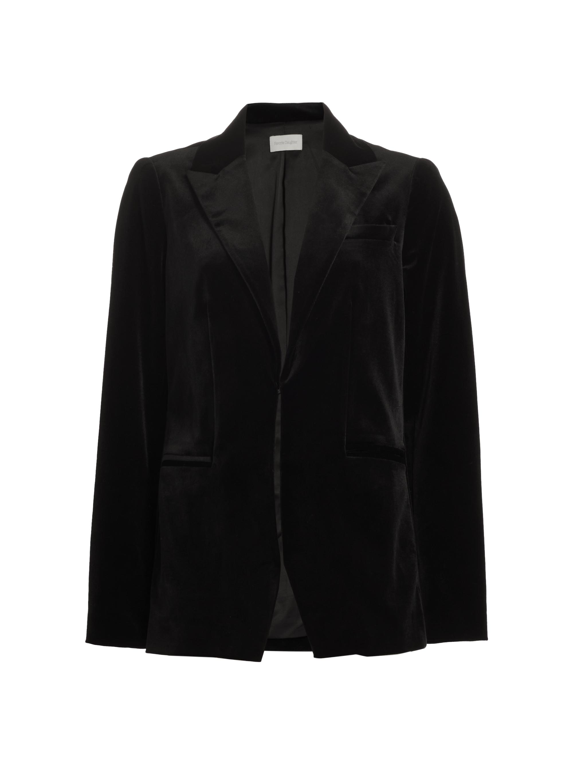Favorite Daughter Women's Velvet Longline Blazer - Black