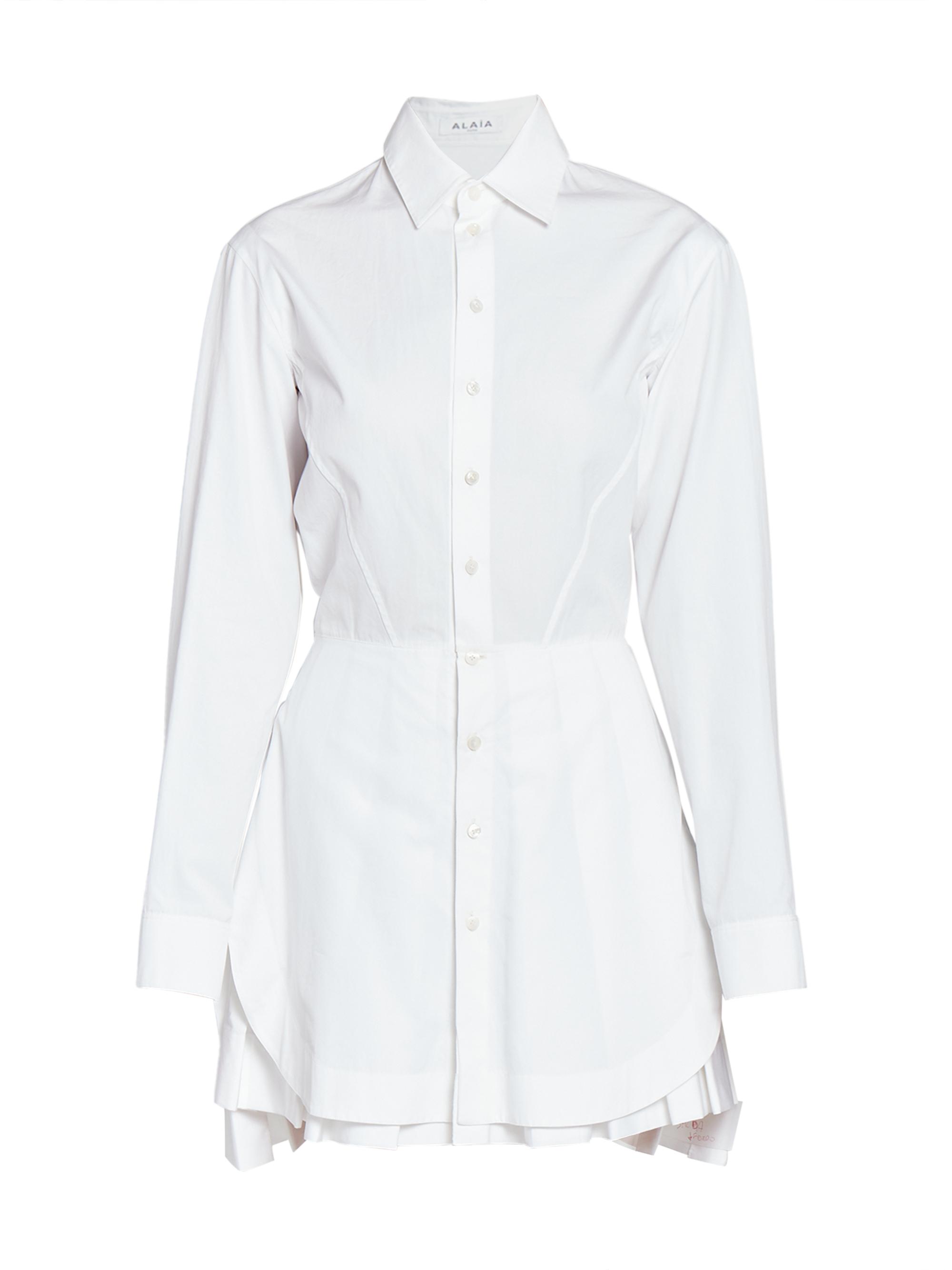 Alaïa Women's Cotton-Blend Mini-Shirtdress - Blanc