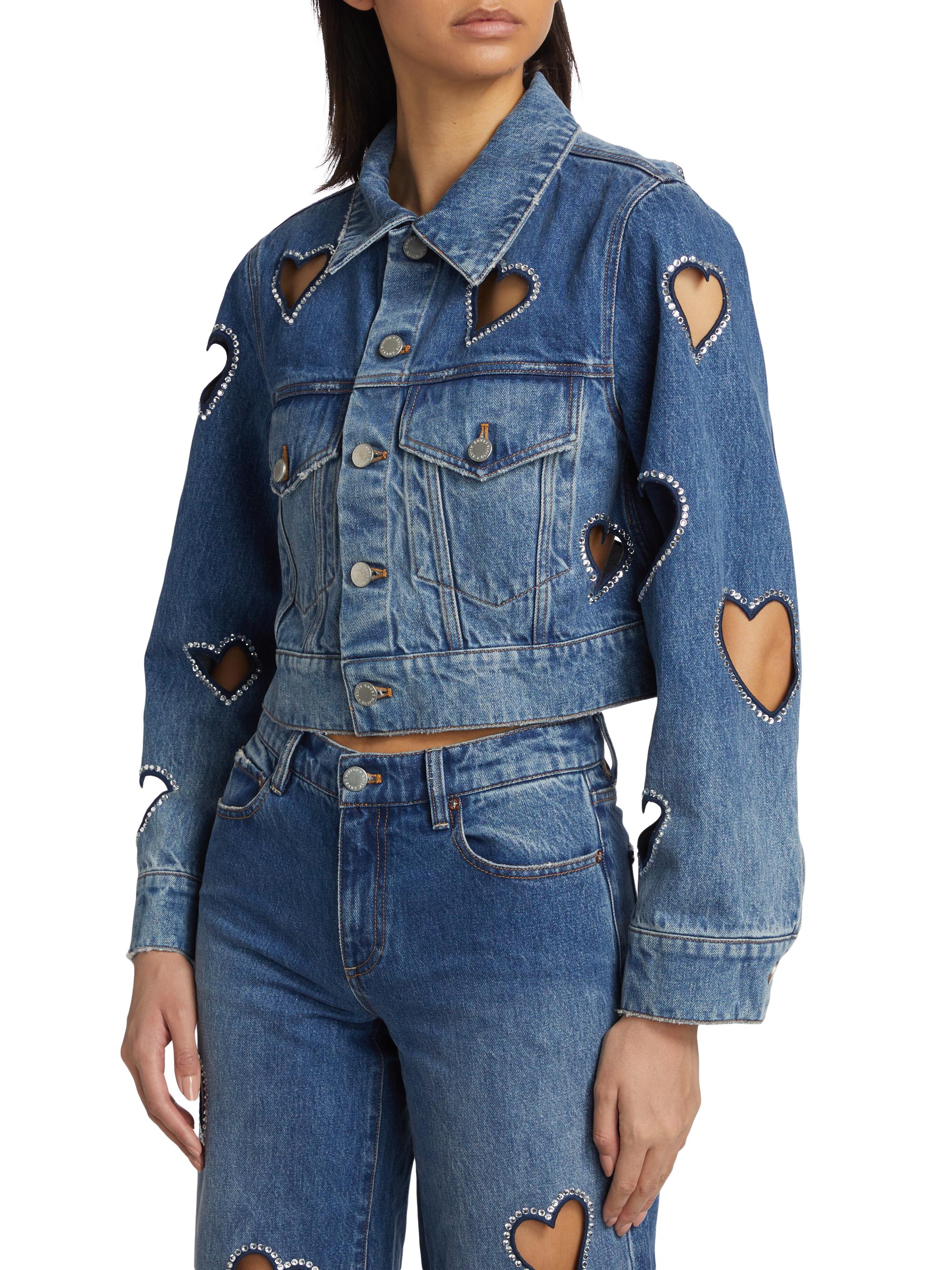 ALICE + OLIVIA Jeff Heart Cut-Out Denim Jacket | Saks Fifth Avenue