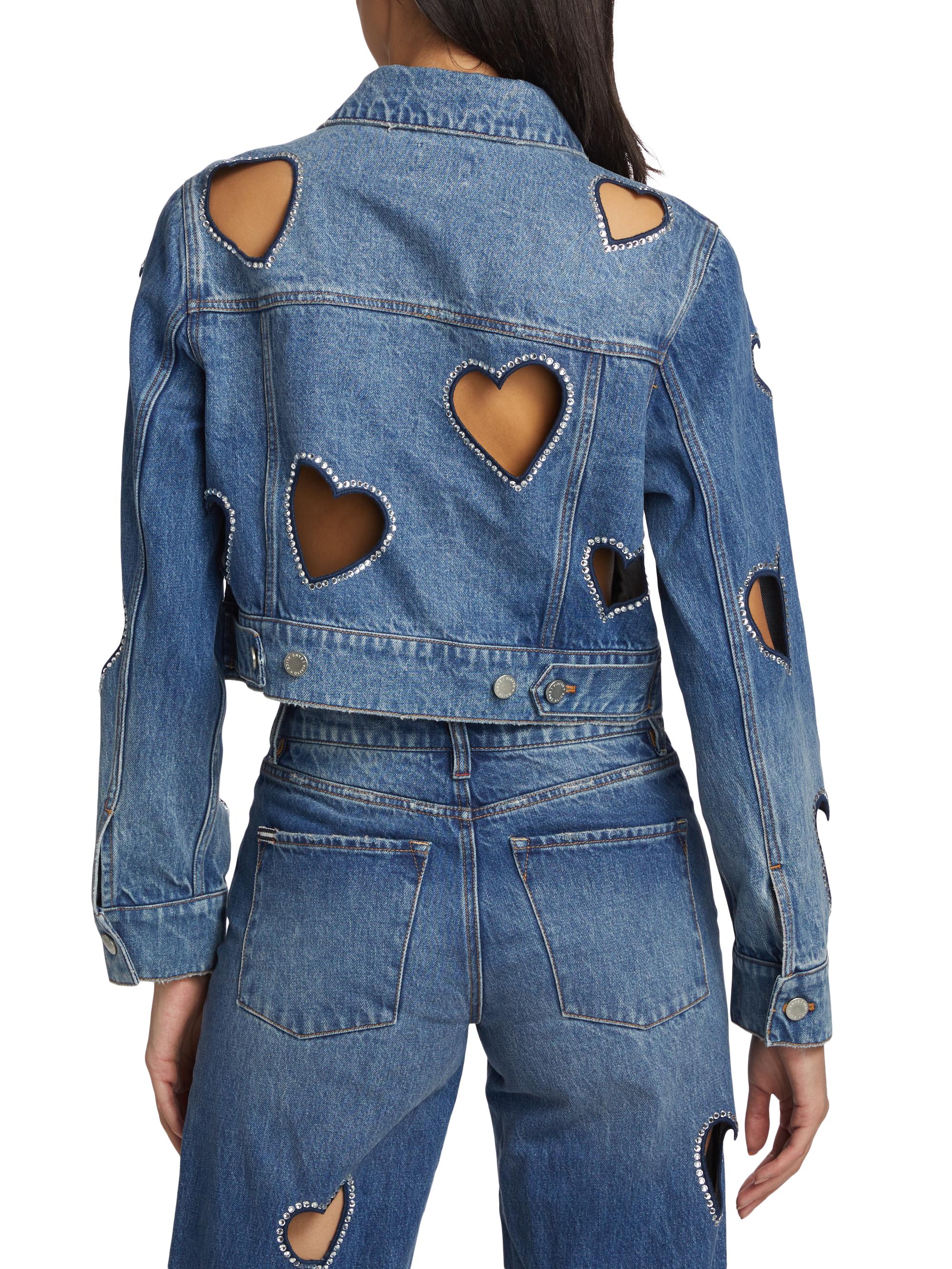 Alice + Olivia Jeff Heart Cut-Out Denim Jacket | Saks Fifth Avenue
