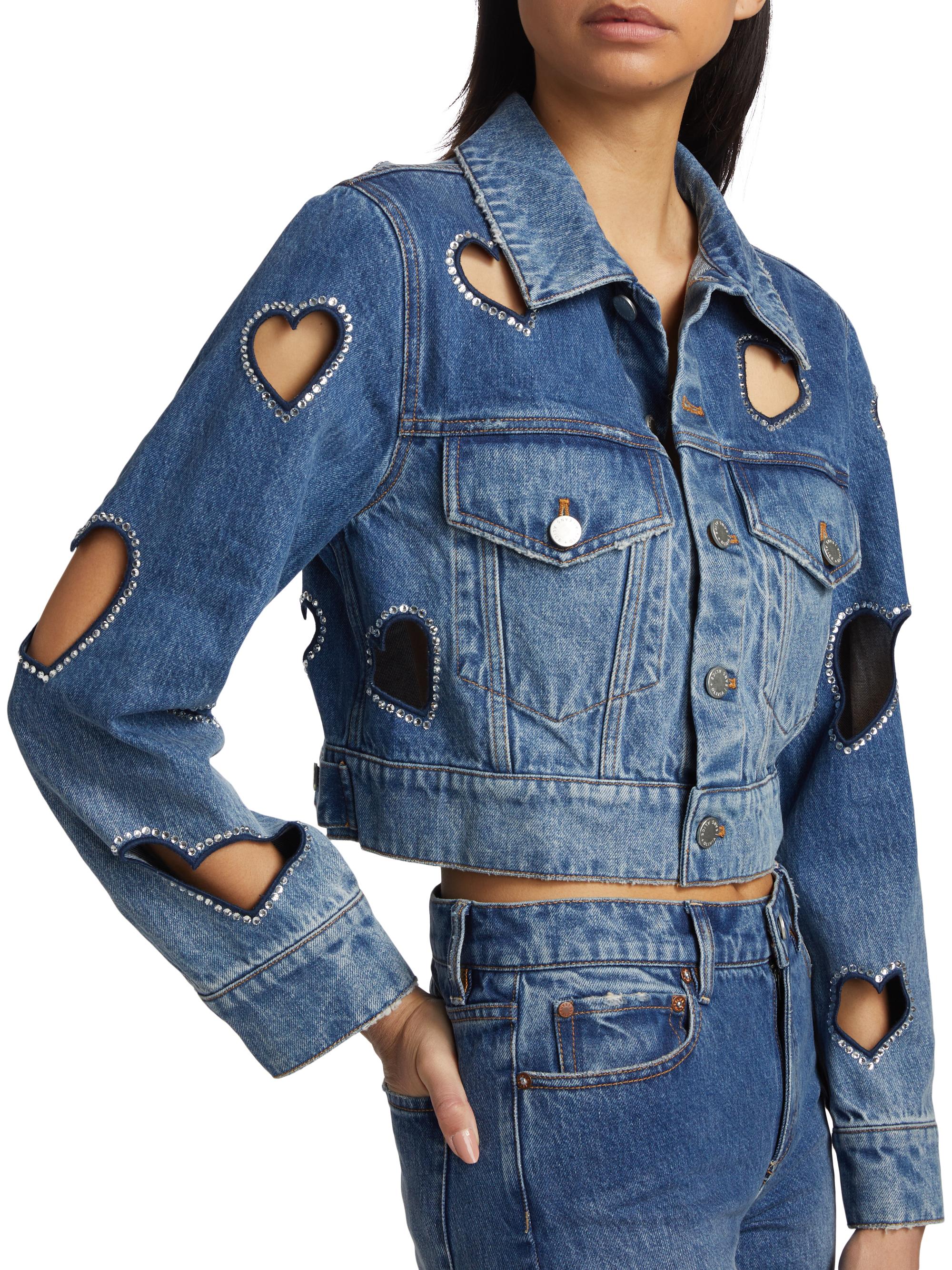 Alice + Olivia Jeff Heart Cut-Out Denim Jacket | Saks Fifth Avenue