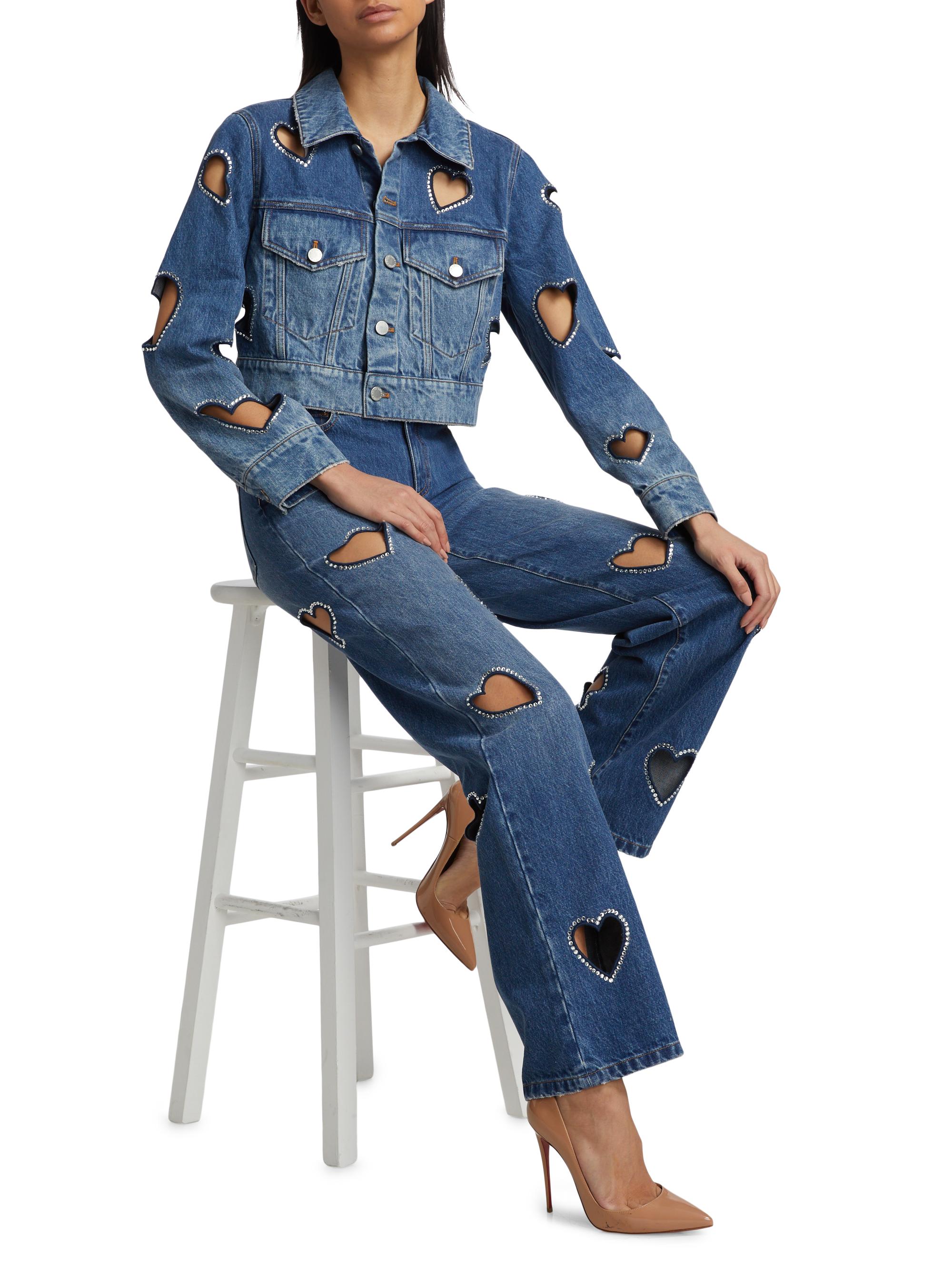 Alice + Olivia Jeff Heart Cut-Out Denim Jacket | Saks Fifth Avenue