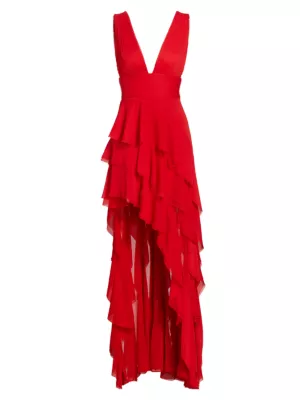 Shop Alice + Olivia Holly Ruffled Chiffon Dress | Saks Fifth Avenue