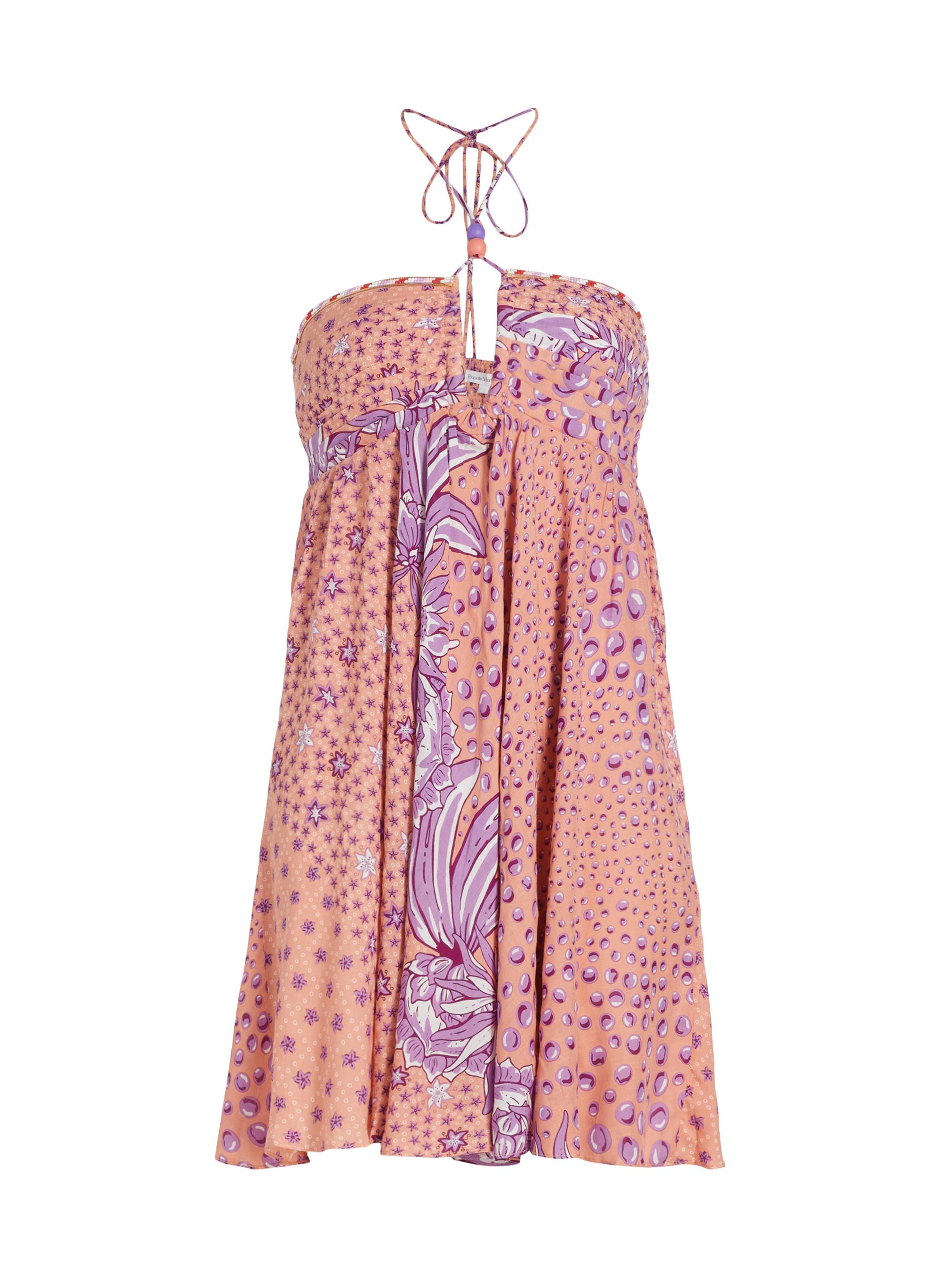 Poupette St Barth Women's Claudia Halter Minidress - Pink Banana Combo