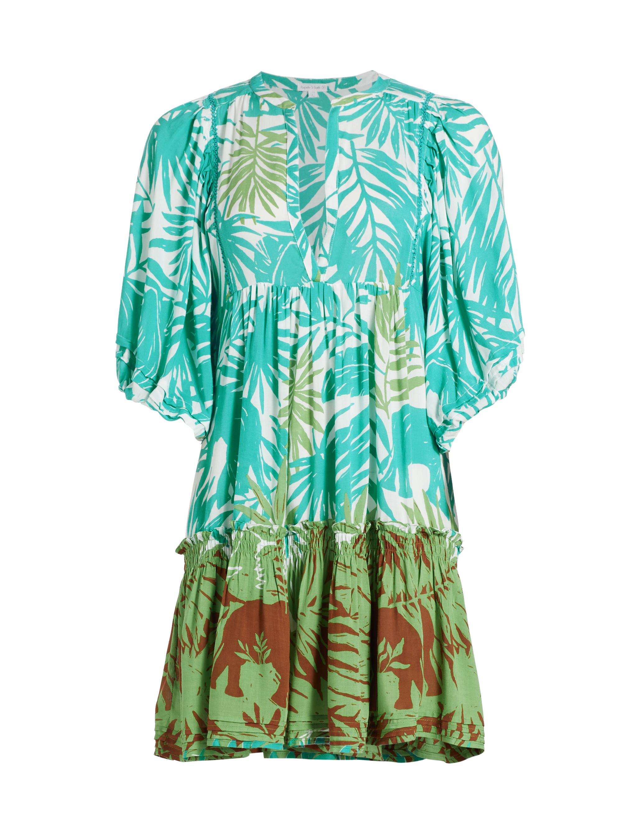 Poupette St Barth Women's Aria Tiered Floral Mini Dress - Blue Safari