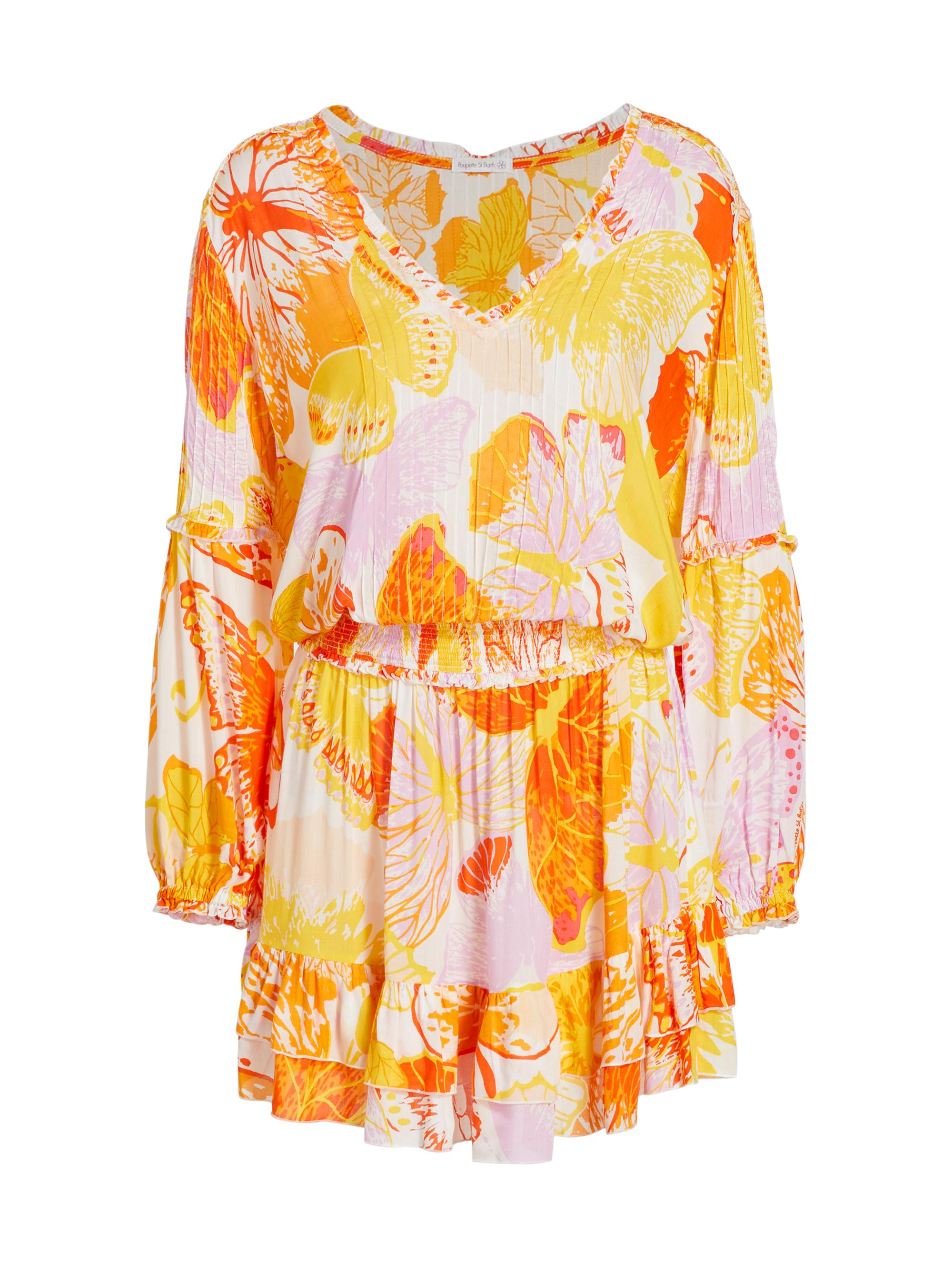 Poupette St Barth Women's Ilona Floral Long-Sleeve Minidress - Yellow Macro Wings