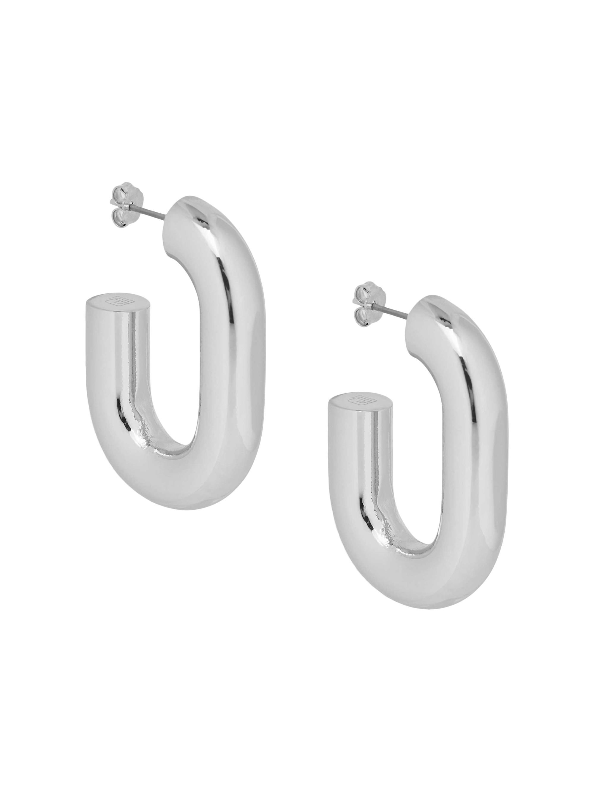Rabanne Women's  Silvertone Link Hoop Earrings - Silver