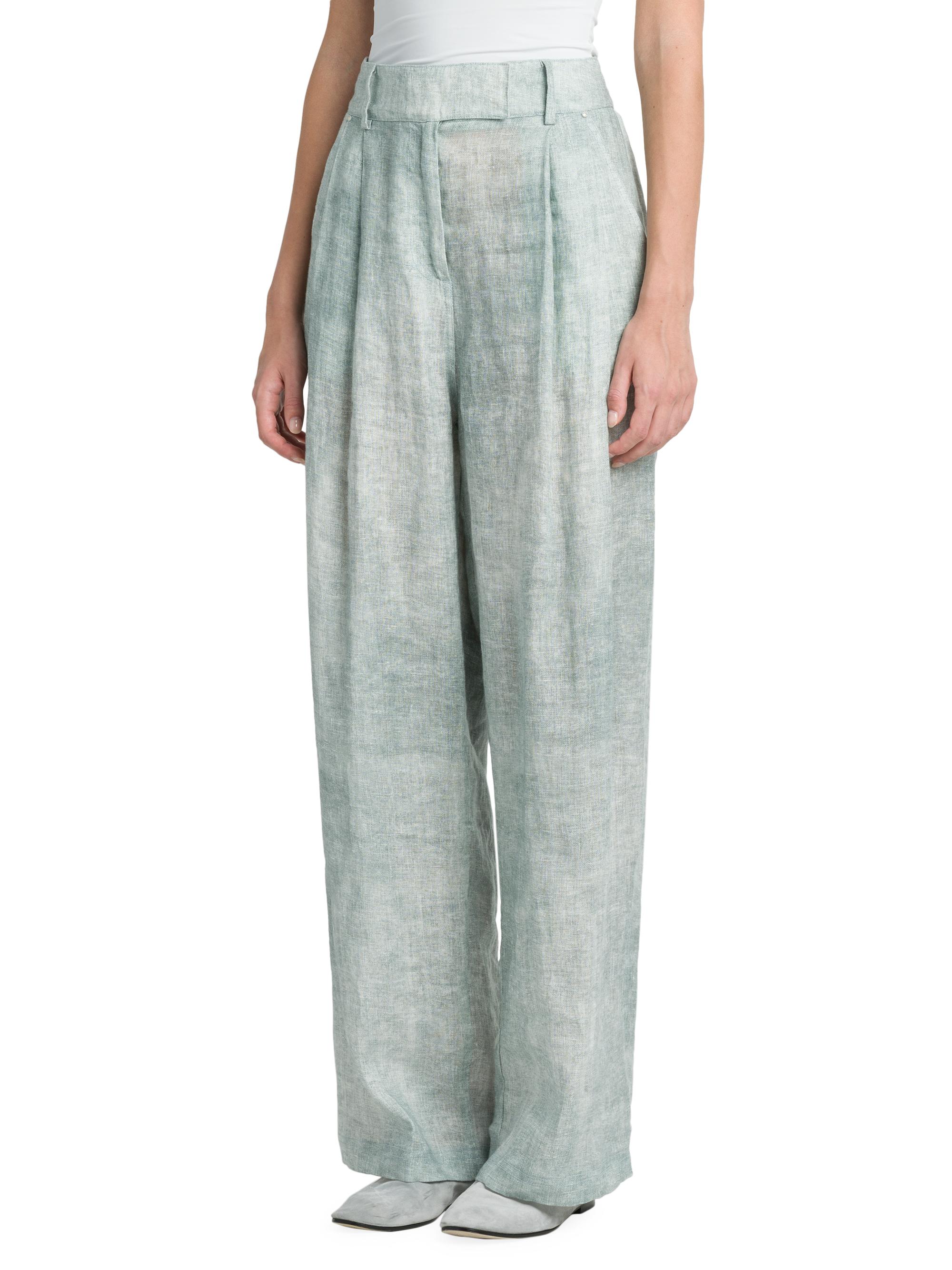 Giorgio Armani Pleated Wide-Leg Linen Pants | Saks Fifth Avenue
