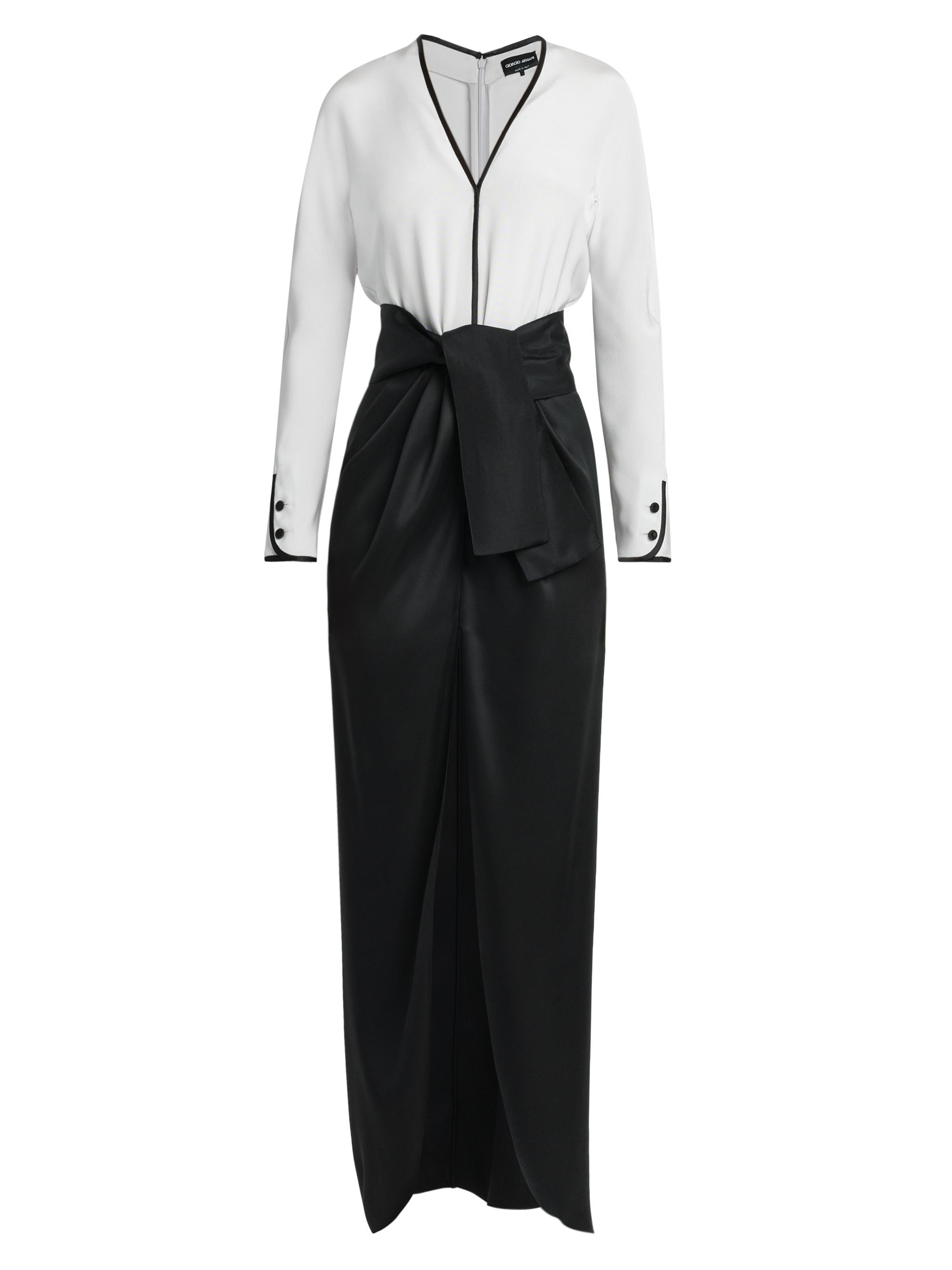 giorgio armani silk dress Giorgio Armani Zip-Front Long-Sleeve Silk Chiffon Layered Gown