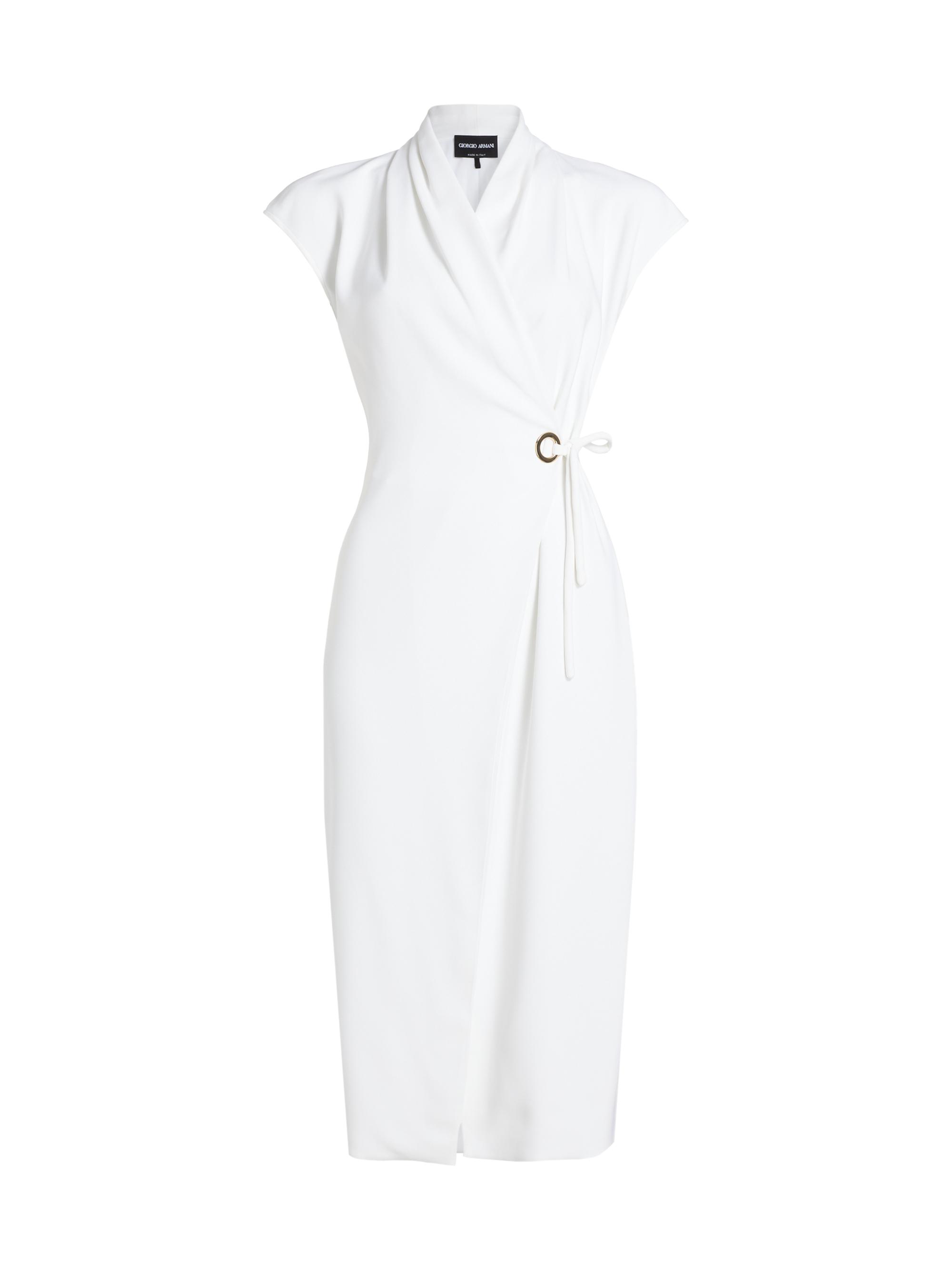 Giorgio Armani Women's Cap-Sleeve Cady Wrap Midi-Dress - White