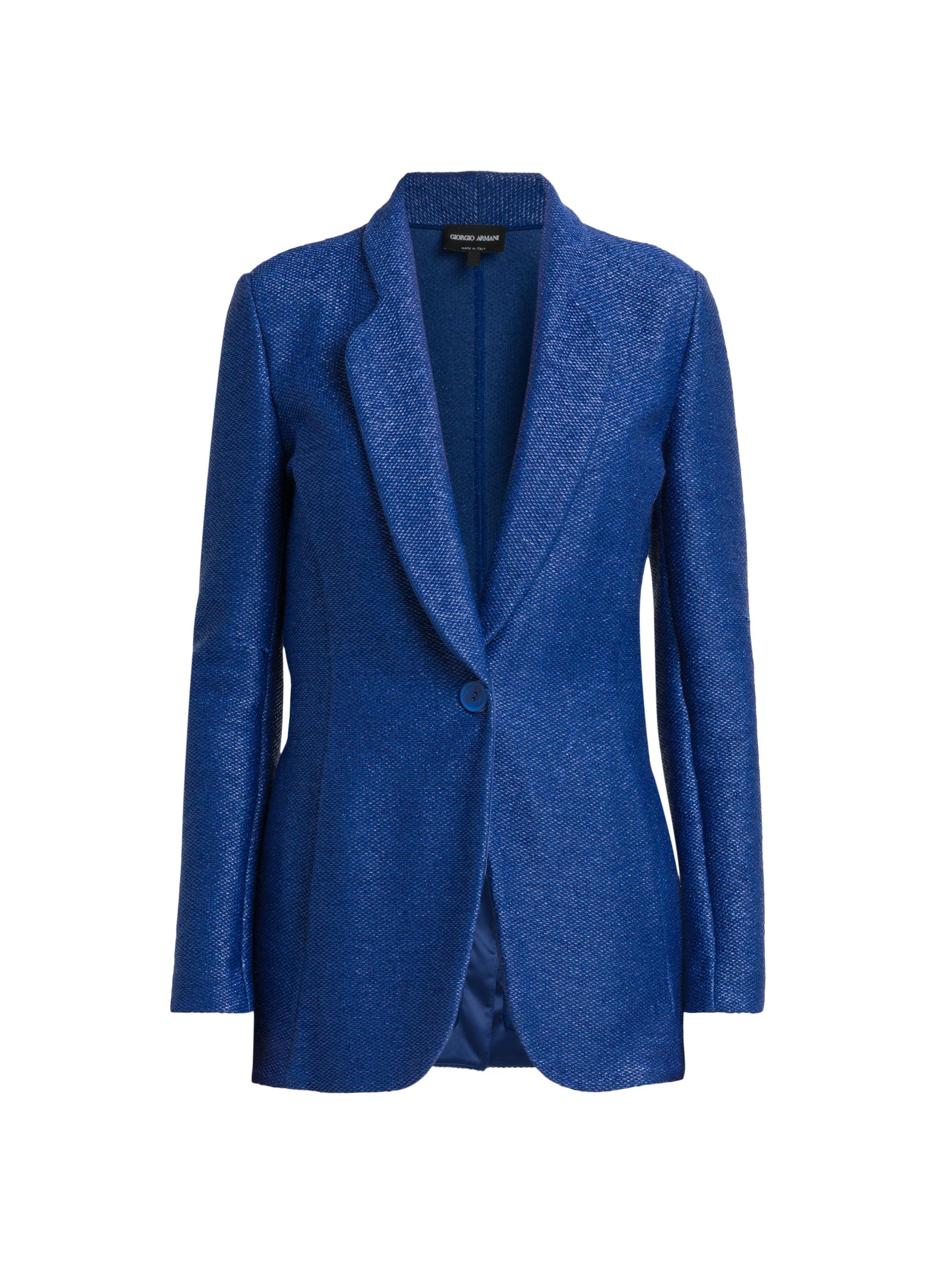 Giorgio Armani Women's Single-Breasted Jacquard Jacket - Cobalt Blue