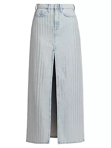 Ms. Sofiane Crystal-Embellished Denim Skirt