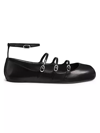 Cage Leather Ballerina Flats