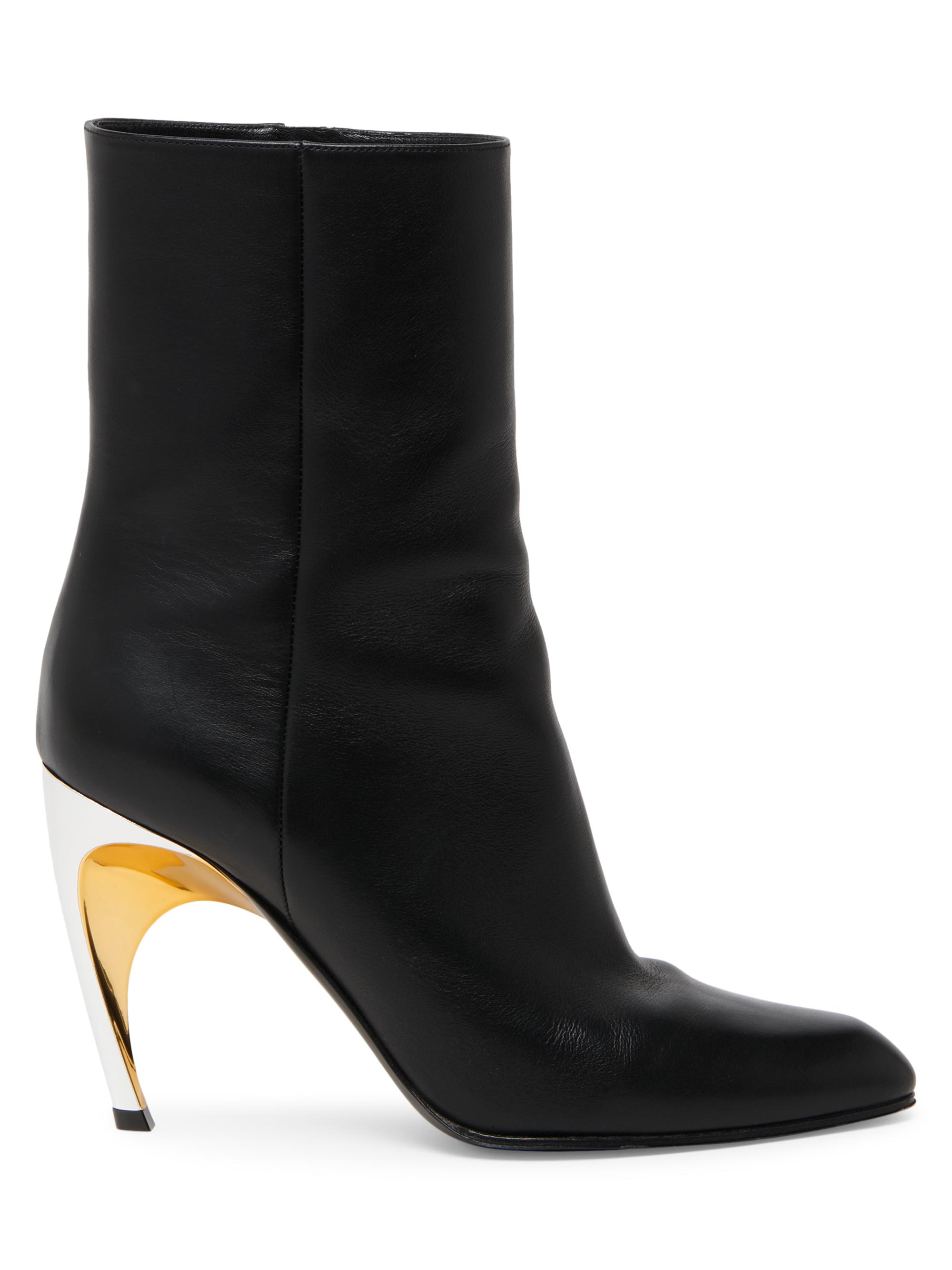McQueen Women's Gleam Armadillo Leather Booties - Black