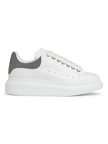 Oversized Reflective Counter Leather Low-Top Sneakers