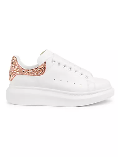 Oversized Crystal-Embellished Leather Sneakers