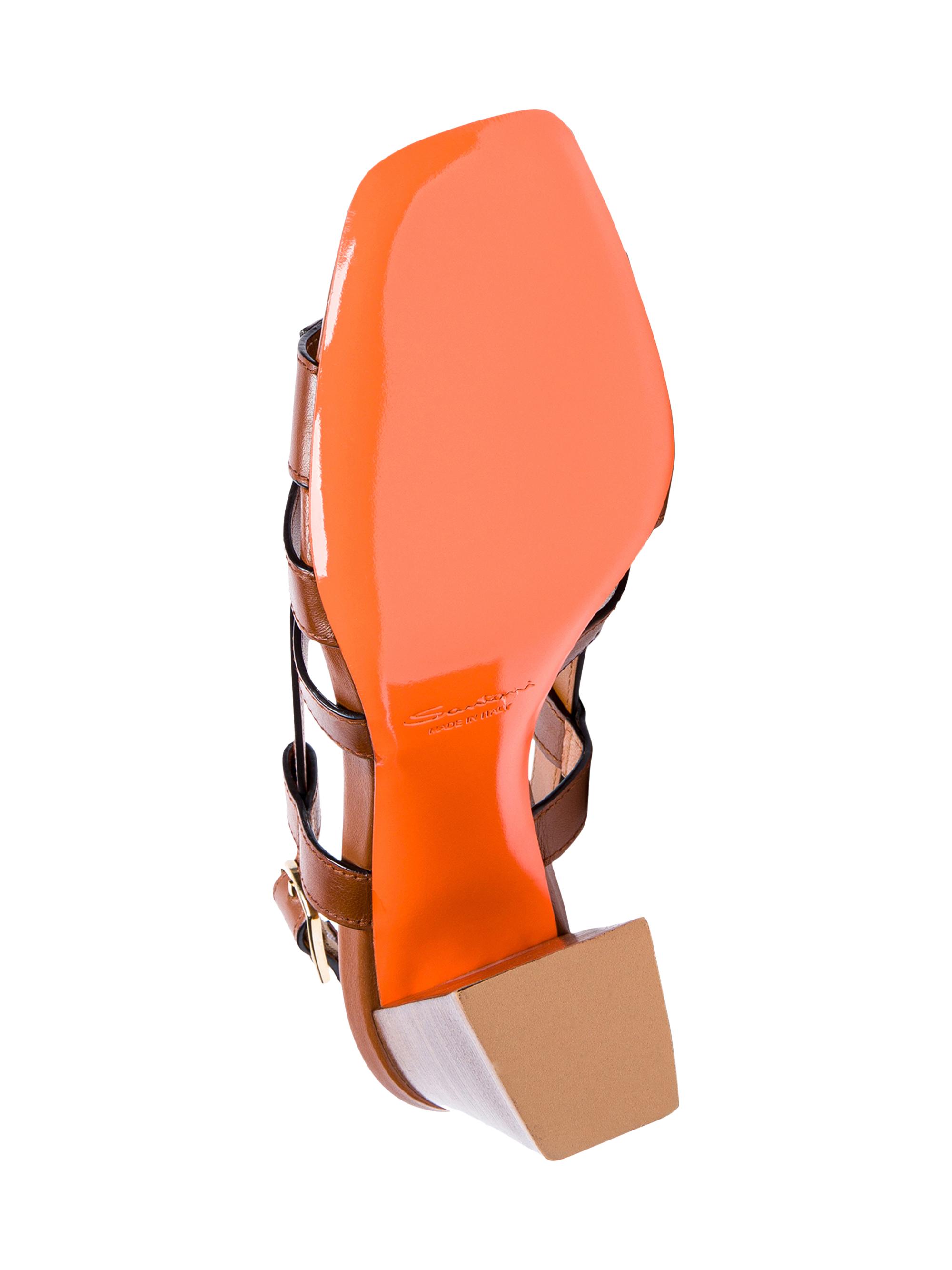 Santoni 85MM Leather Block-Heel Sandals | Saks Fifth Avenue