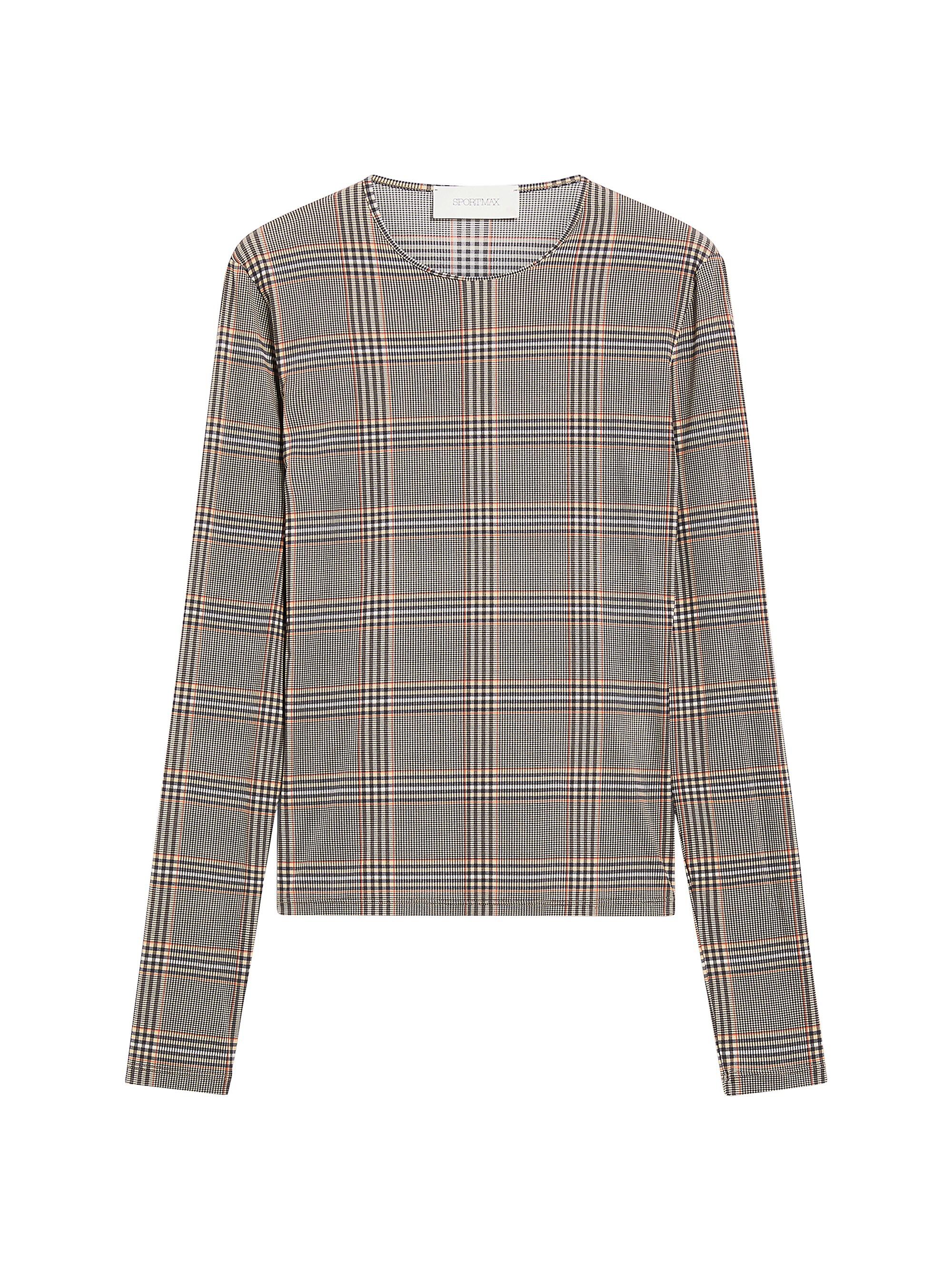 Sportmax Women's Jersey Plaid Long-Sleeve Top - Turtledove