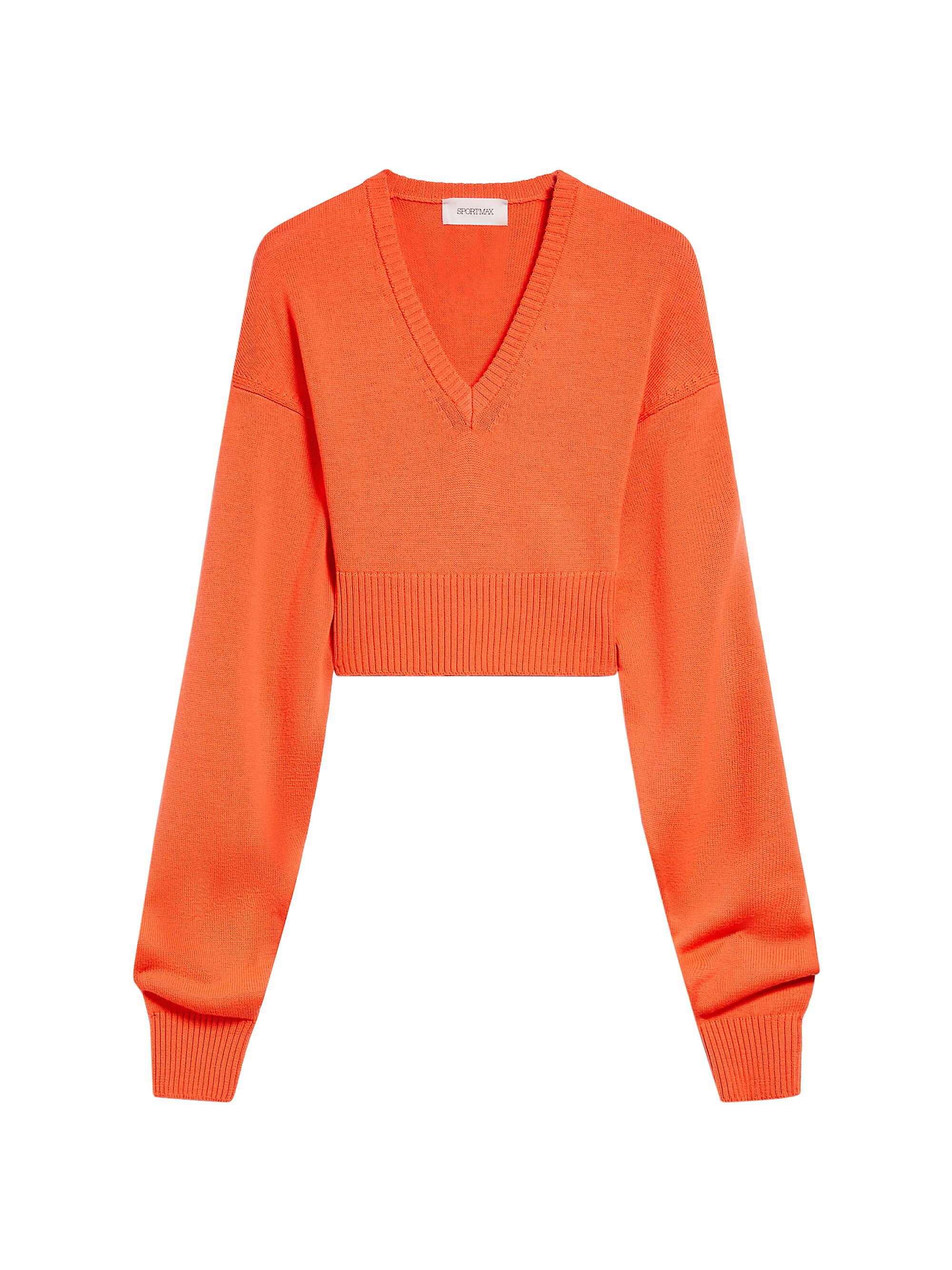 Sportmax Women's Cropped V-Neck Sweater - Orange