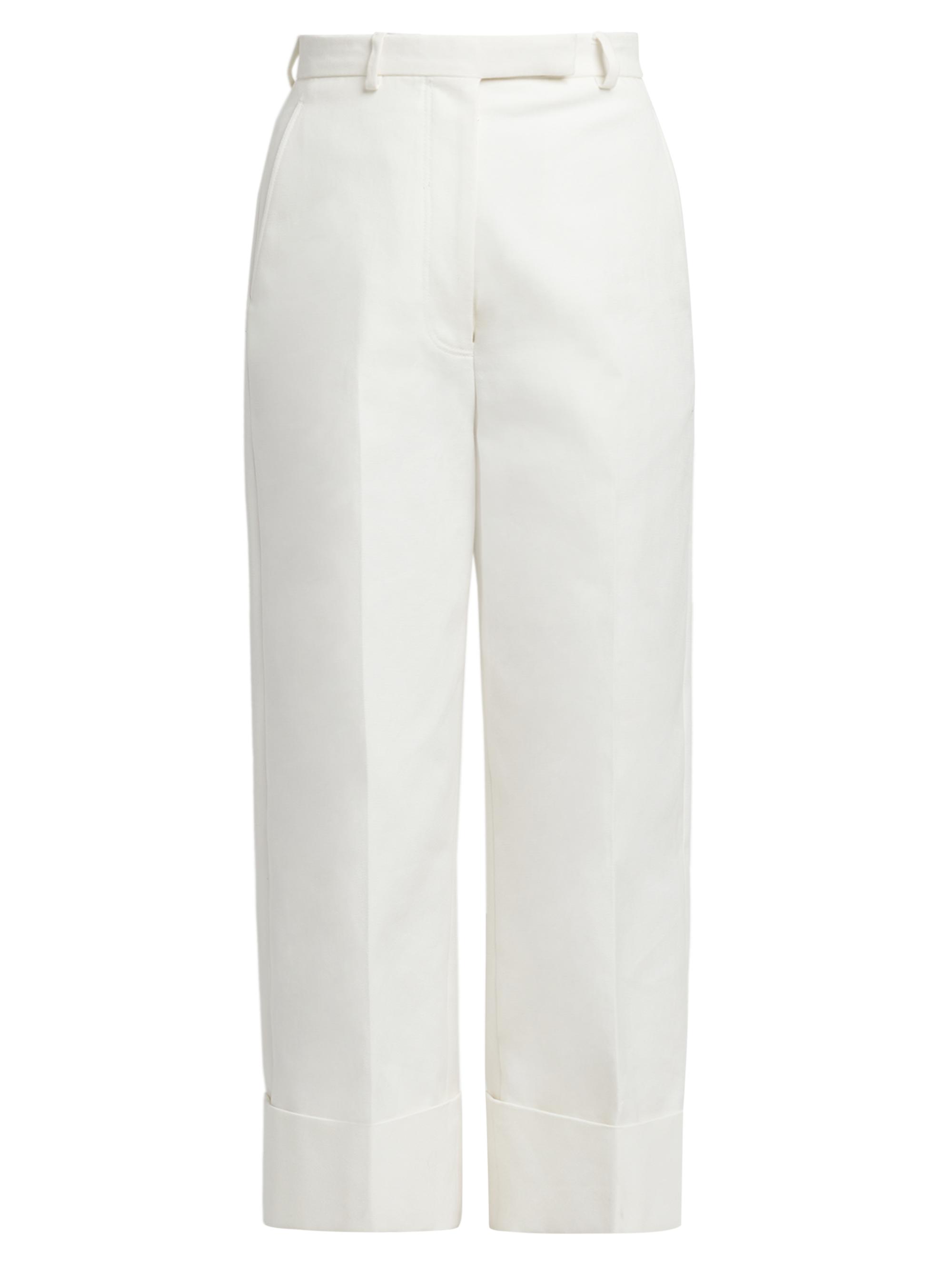 Thom Browne Women's Canvas Cotton High-Rise Straight Trousers - Off White