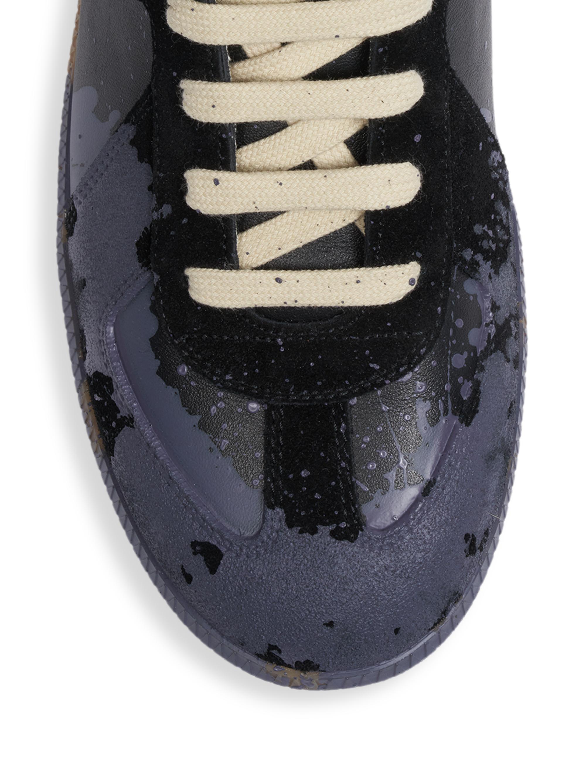 Maison Margiela Replica Paint Splatter Leather & Suede Low-Top