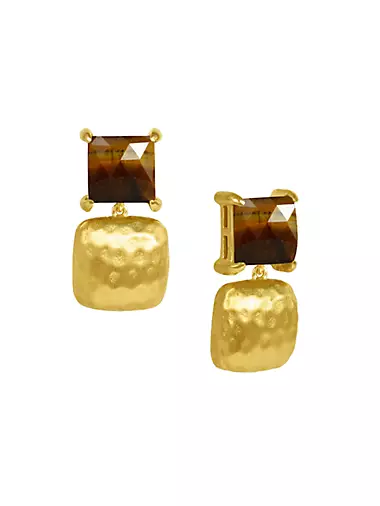 Nomad 22K-Gold-Plated & Tiger's Eye Drop Earrings