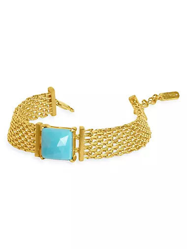 Nomad 22K-Gold-Plated & Sleeping Beauty Turquoise Chain Bracelet