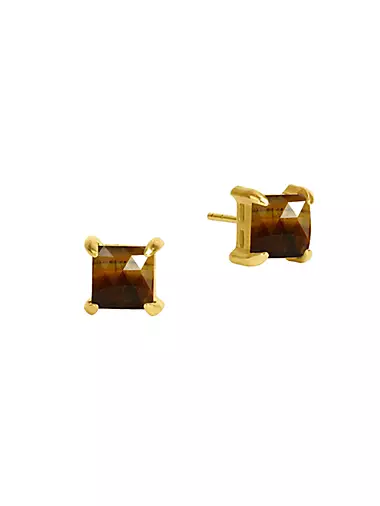Nomad 22K-Gold-Plated & Tiger's Eye Midi Stud Earrings