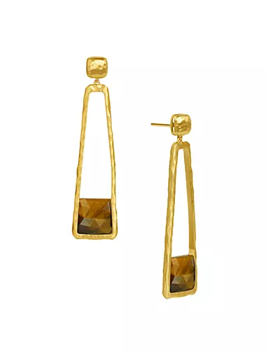 Nomad 22K-Gold-Plated & Tiger's Eye Statement Drop Earrings