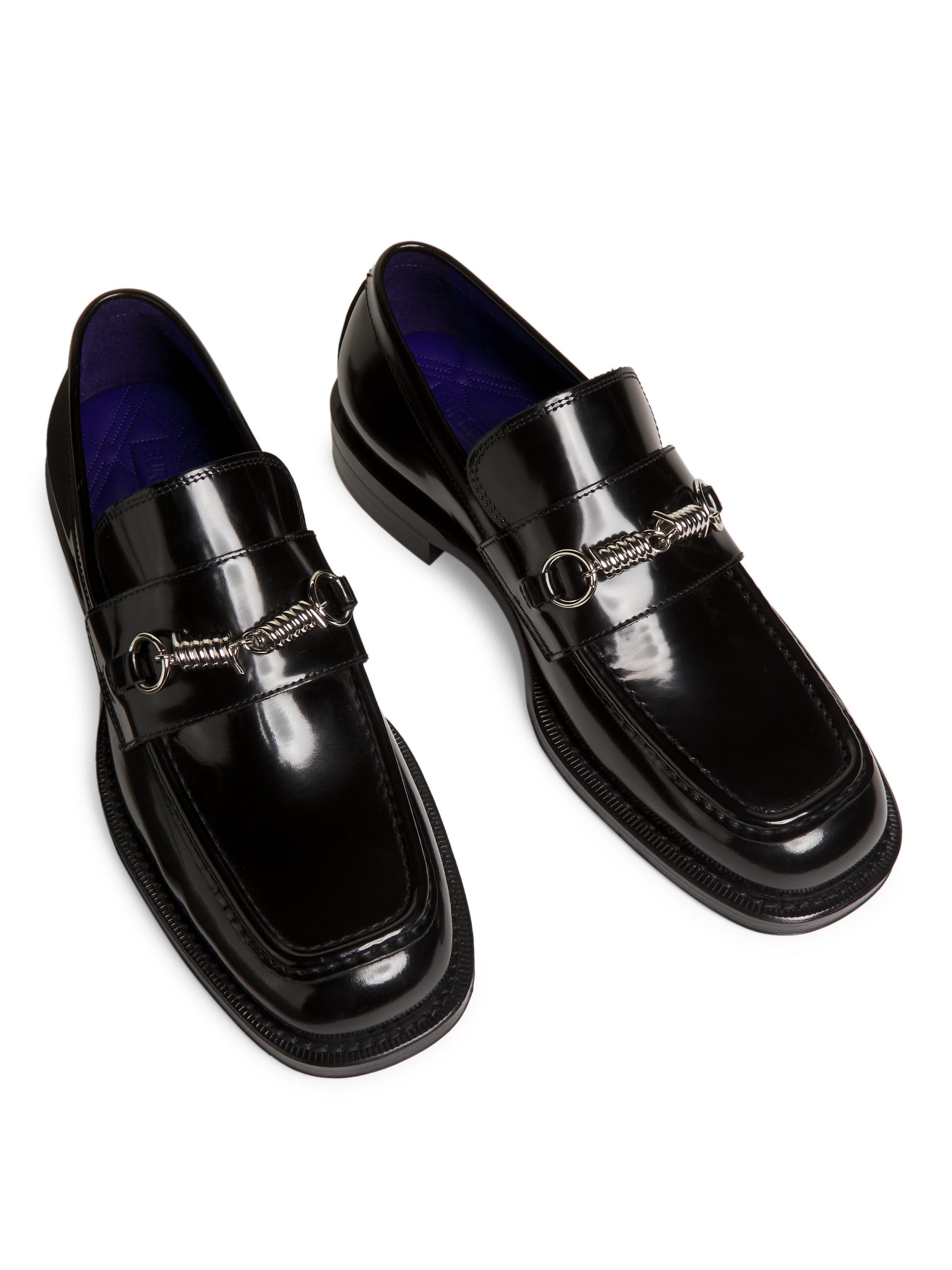 Burberry Purple Leather Barbed Loafers