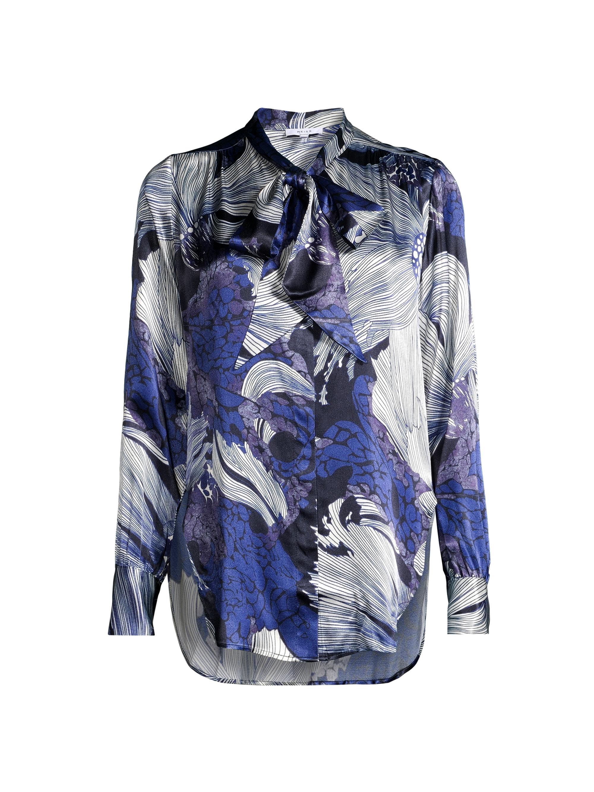Reiss Women's Taryn Tie-Neck Blouse - Blue