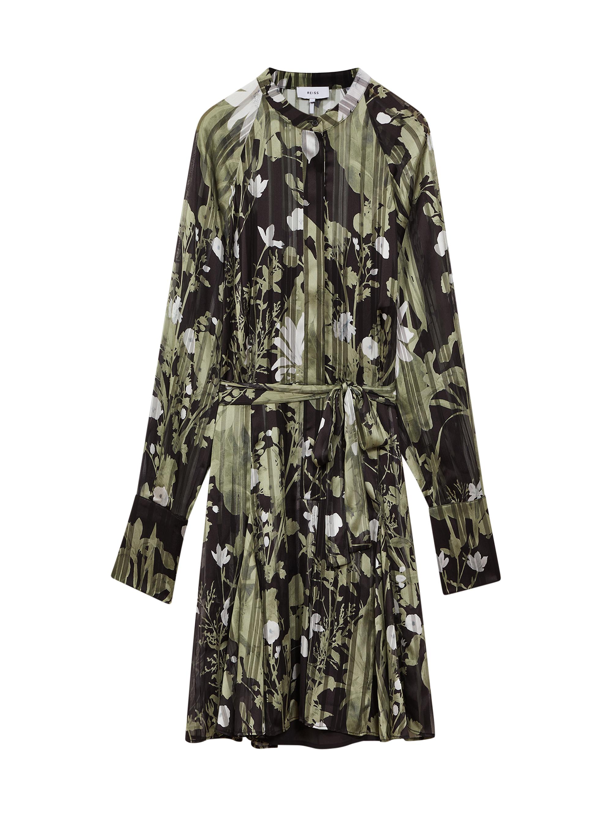 Reiss Women's Brianna Chiffon Floral Minidress - Khaki Multi