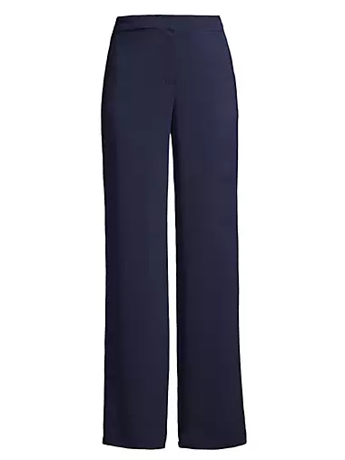 Stretch Crepe Wide-Leg Trousers