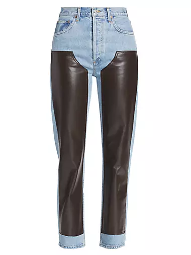 Ryder High-Rise Leather-Panel Jeans