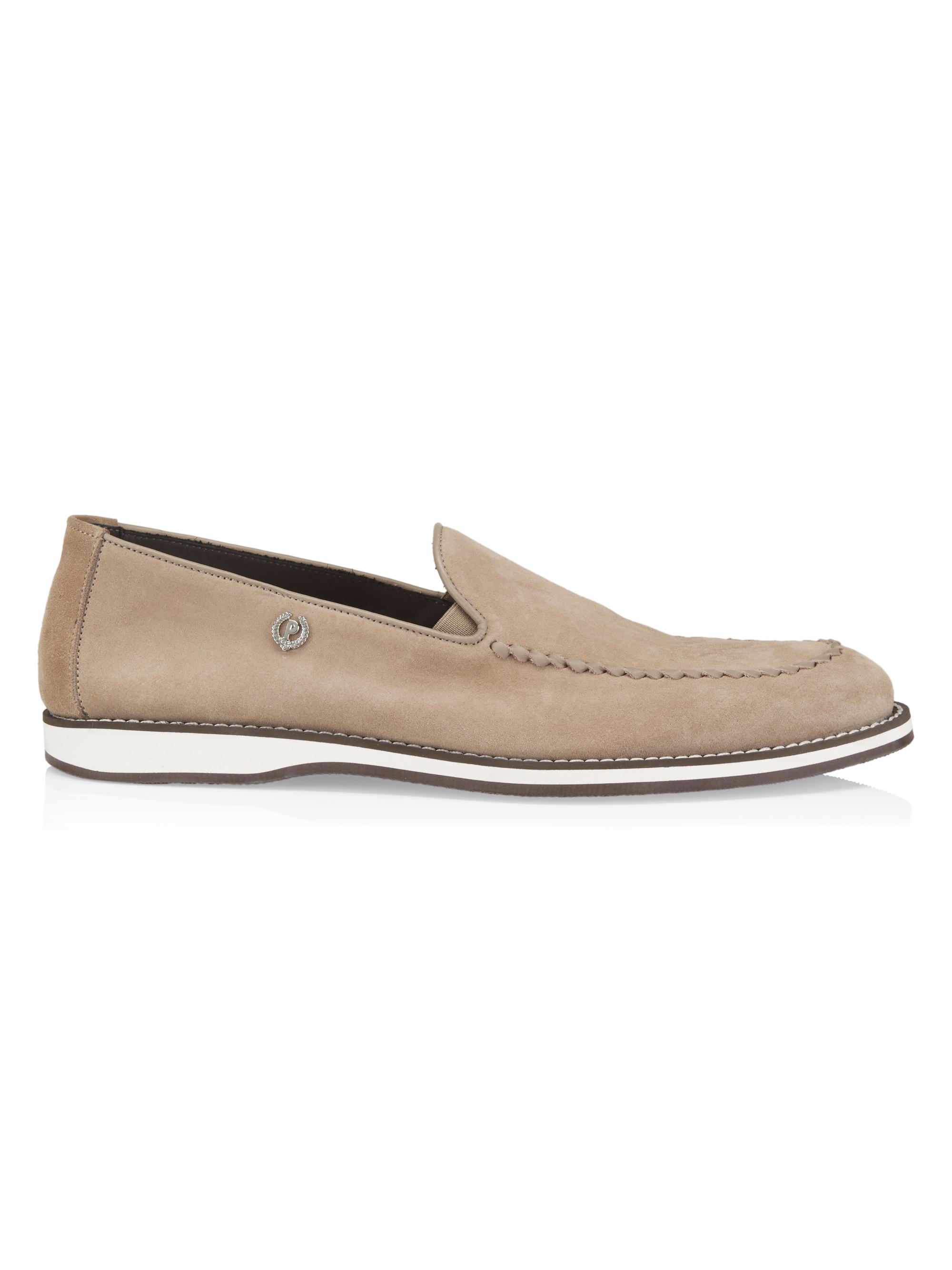 Pollini Men's Green Field Suede Loafers - Beige
