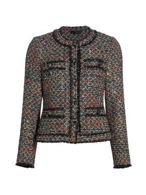 Elie Tahari Women's The Dakota Metallic Tweed Jacket - Ravenna Multi Tweed - Size 8