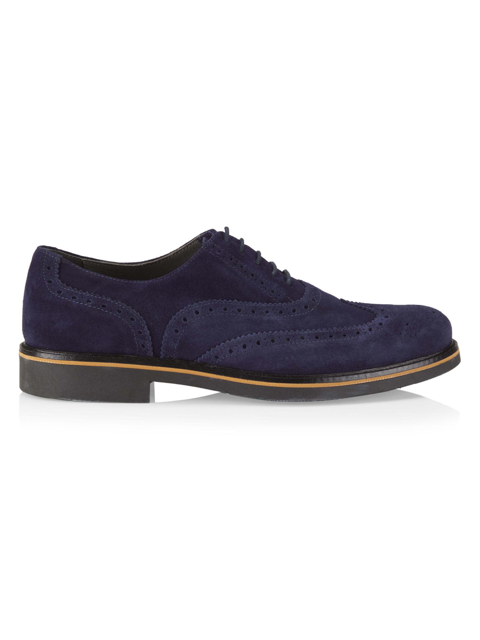 Pollini Men's Coringto Suede Wingtip Lace-Up Derbys - Blue