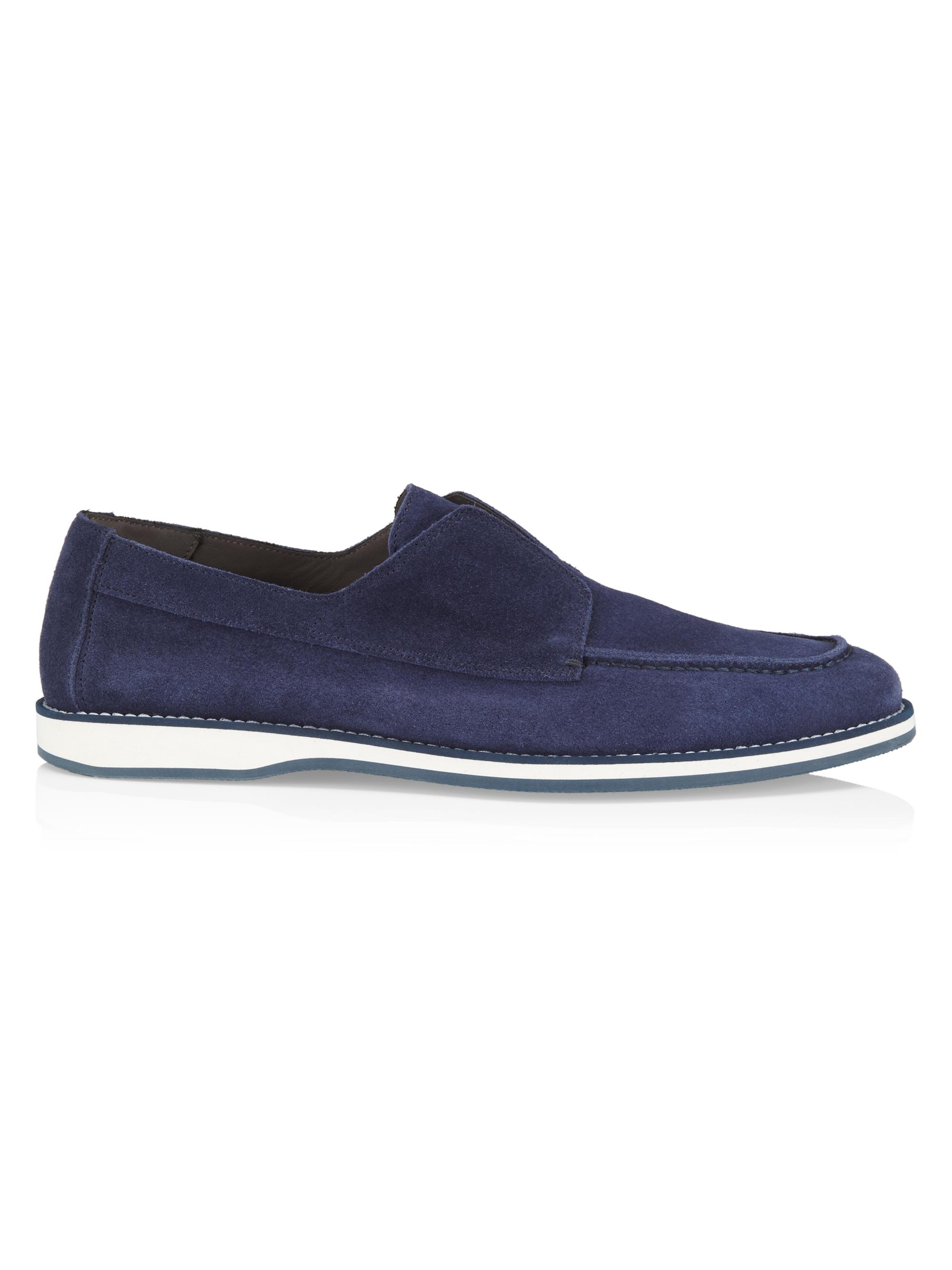 Pollini Men's Green Field Suede Slip-On Loafers - Blue