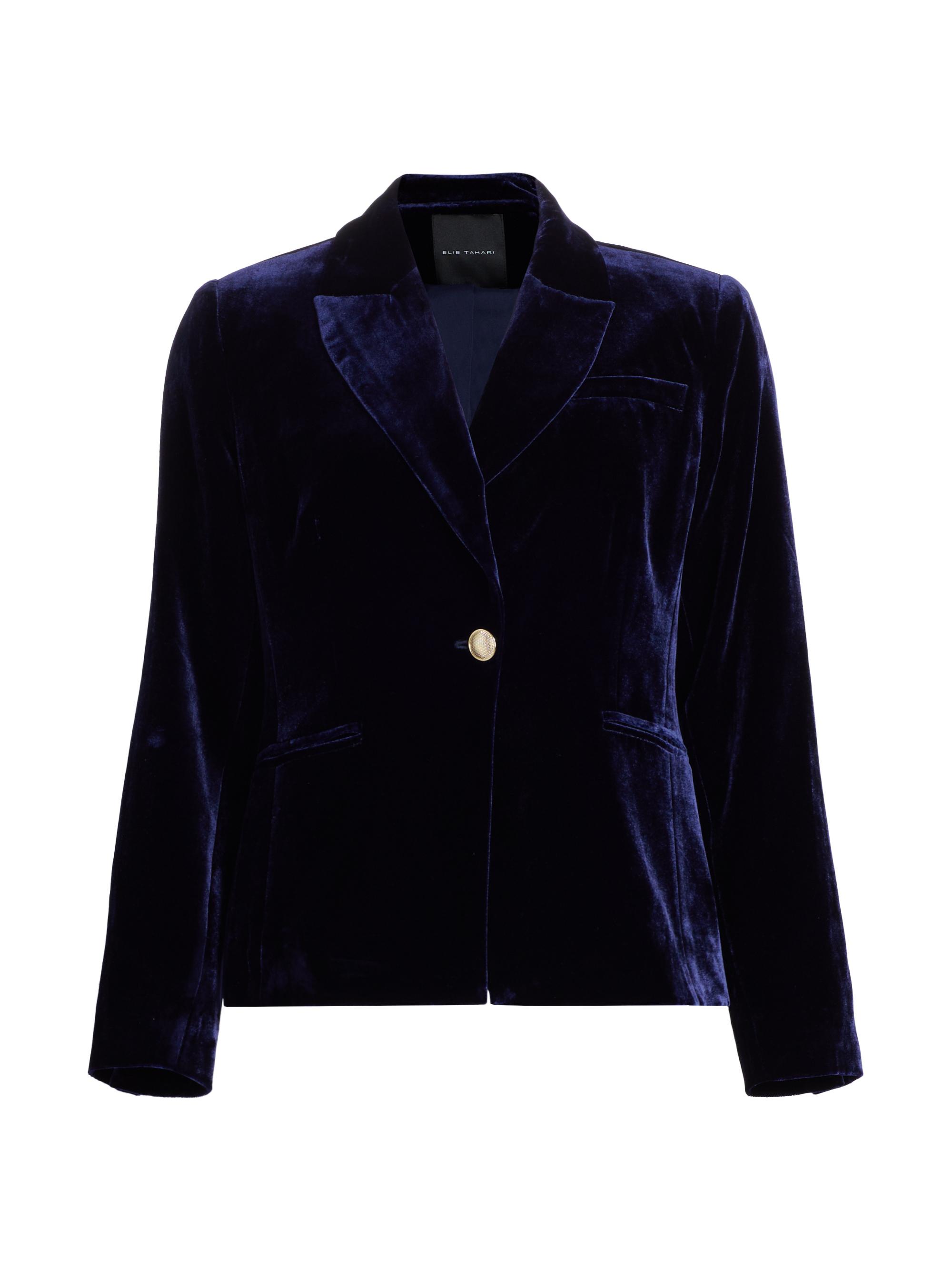 Elie Tahari Women's The Leslie Velvet Blazer - Moonstone
