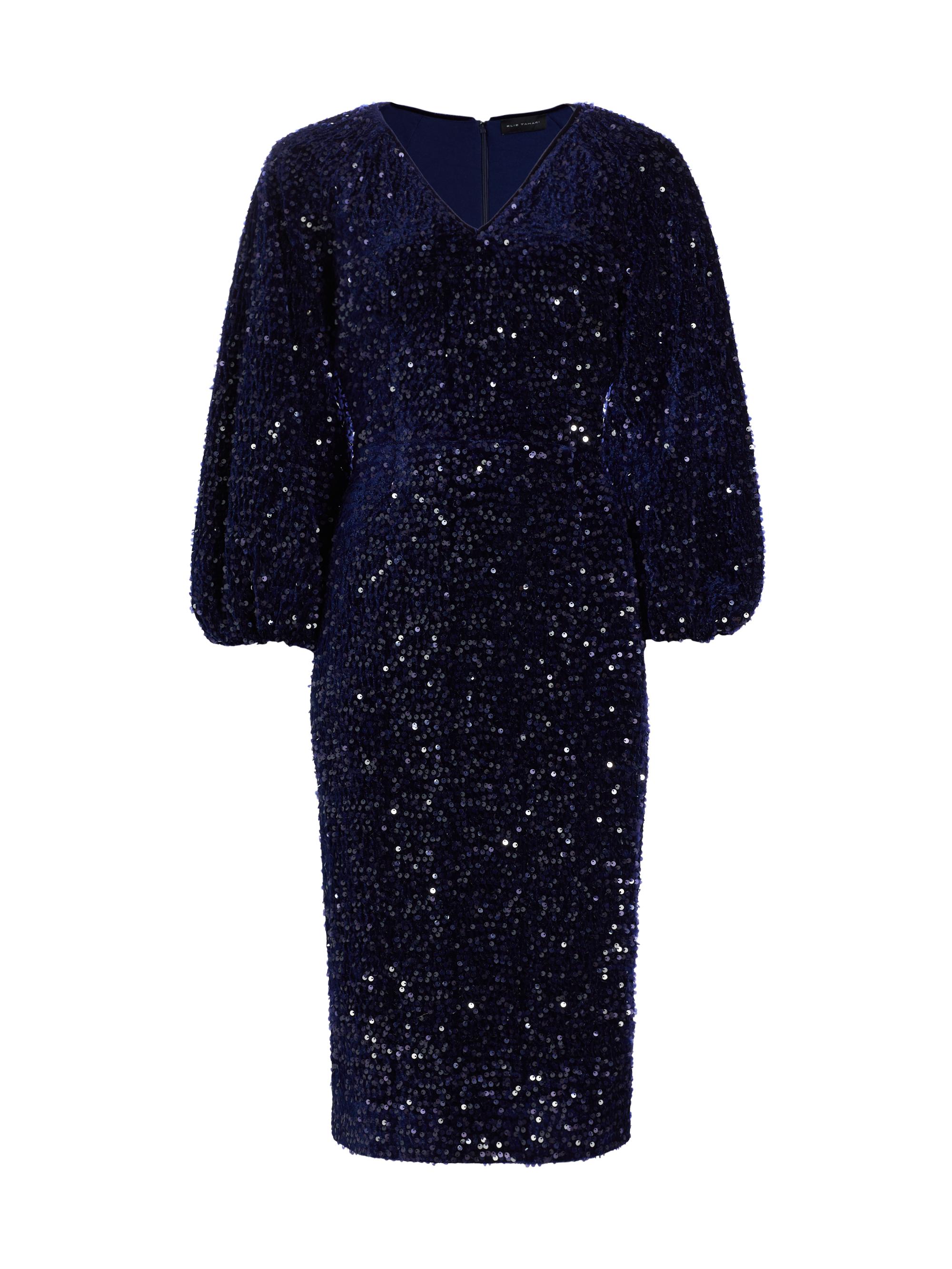 Elie Tahari Women's The Robin Sequined Midi-Dress - Moonstone