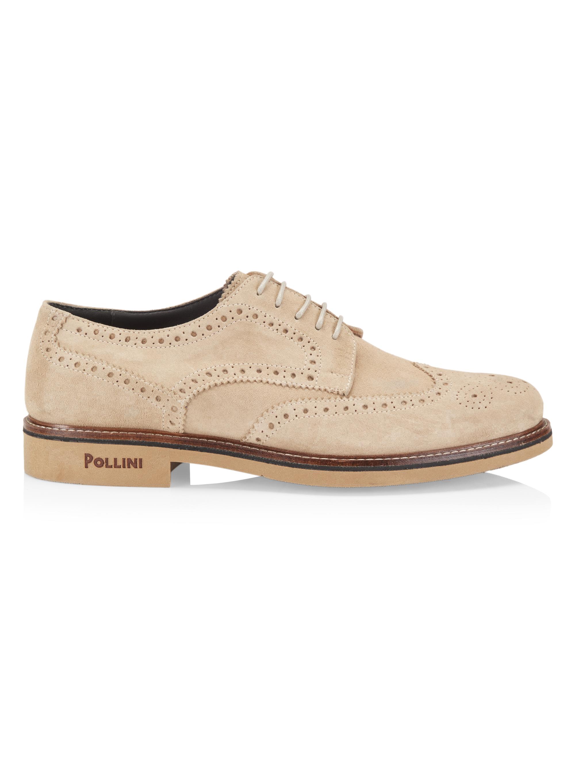Pollini Men's Corinto Suede Wingtip Lace-Up Derbys - Beige