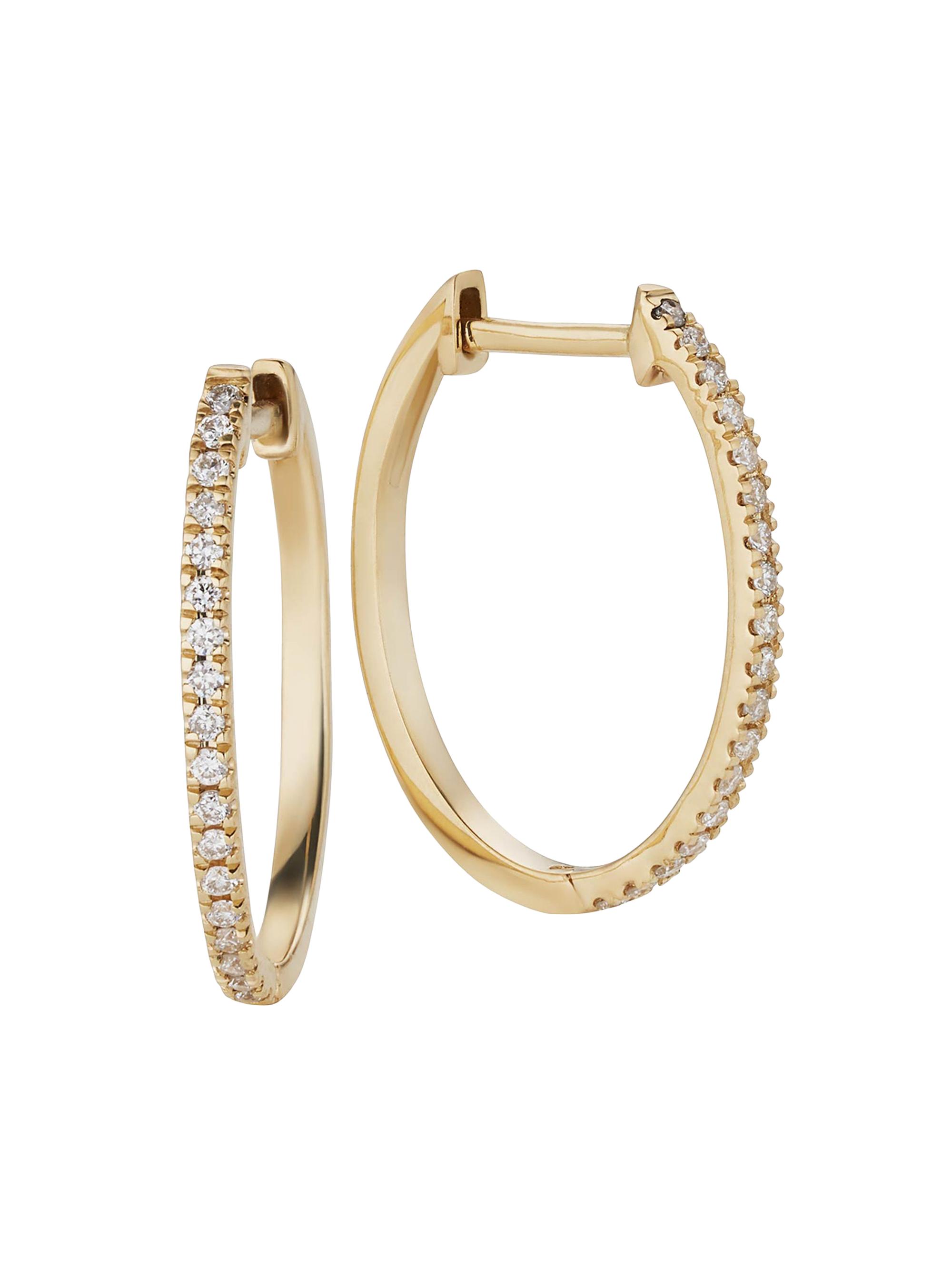 Oradina Women's 14K Yellow Gold Shine Bright  Diamond Hoops - Yellow Gold