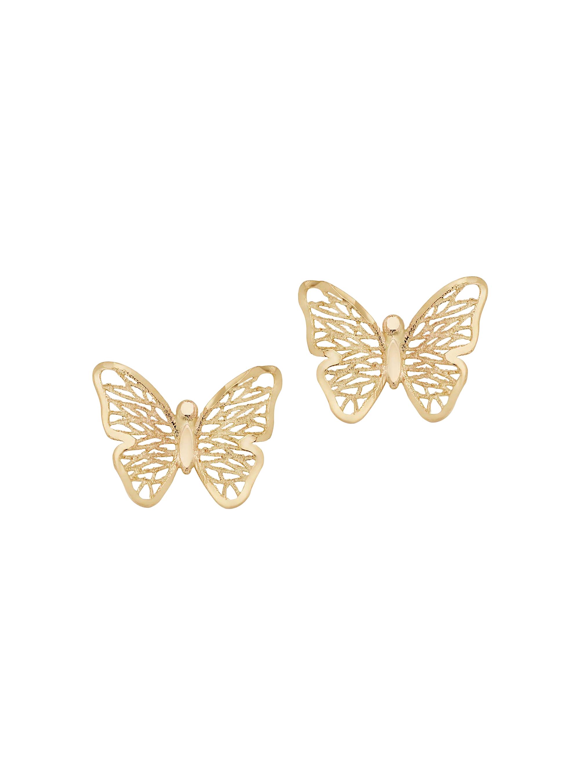 Oradina Women's 14K Yellow Gold Social Butterfly Studs - Yellow Gold