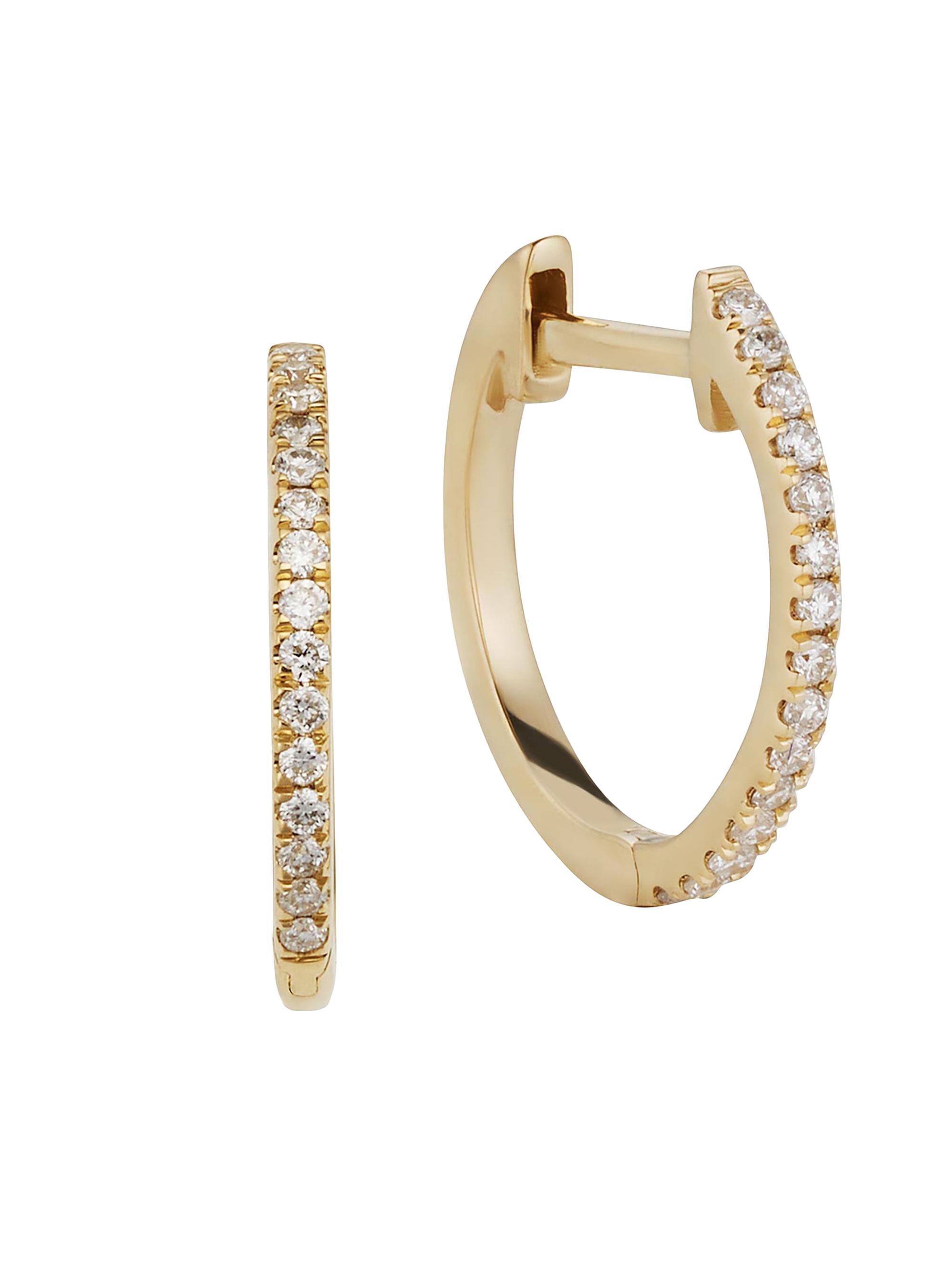 Oradina Women's 14K Yellow Gold Shine Bright  Diamond Hoops - Yellow Gold