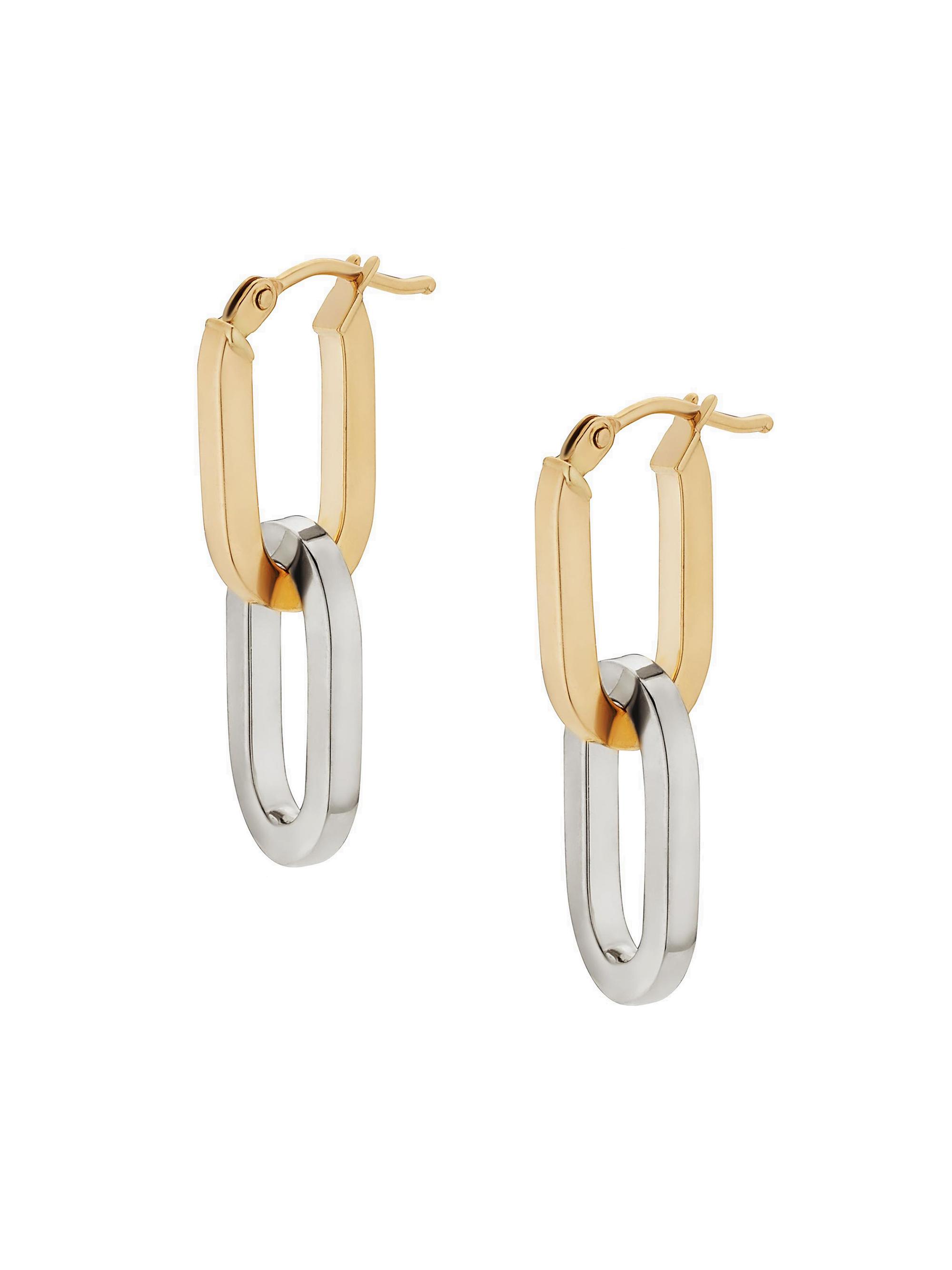 Oradina Women's 14K Two Tone Gold Shift Drop Earrings - Yellow Gold